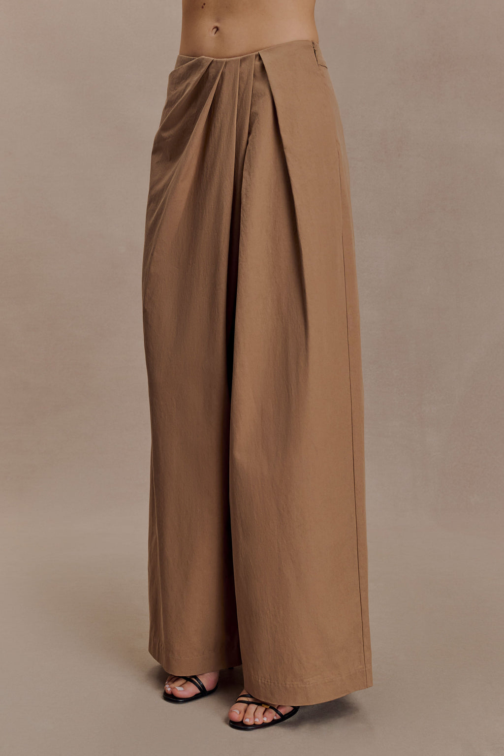 Owen Draped Wide Leg Trousers - Mocha