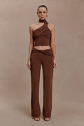Lydia Slinky Straight Leg Trousers - Chocolate