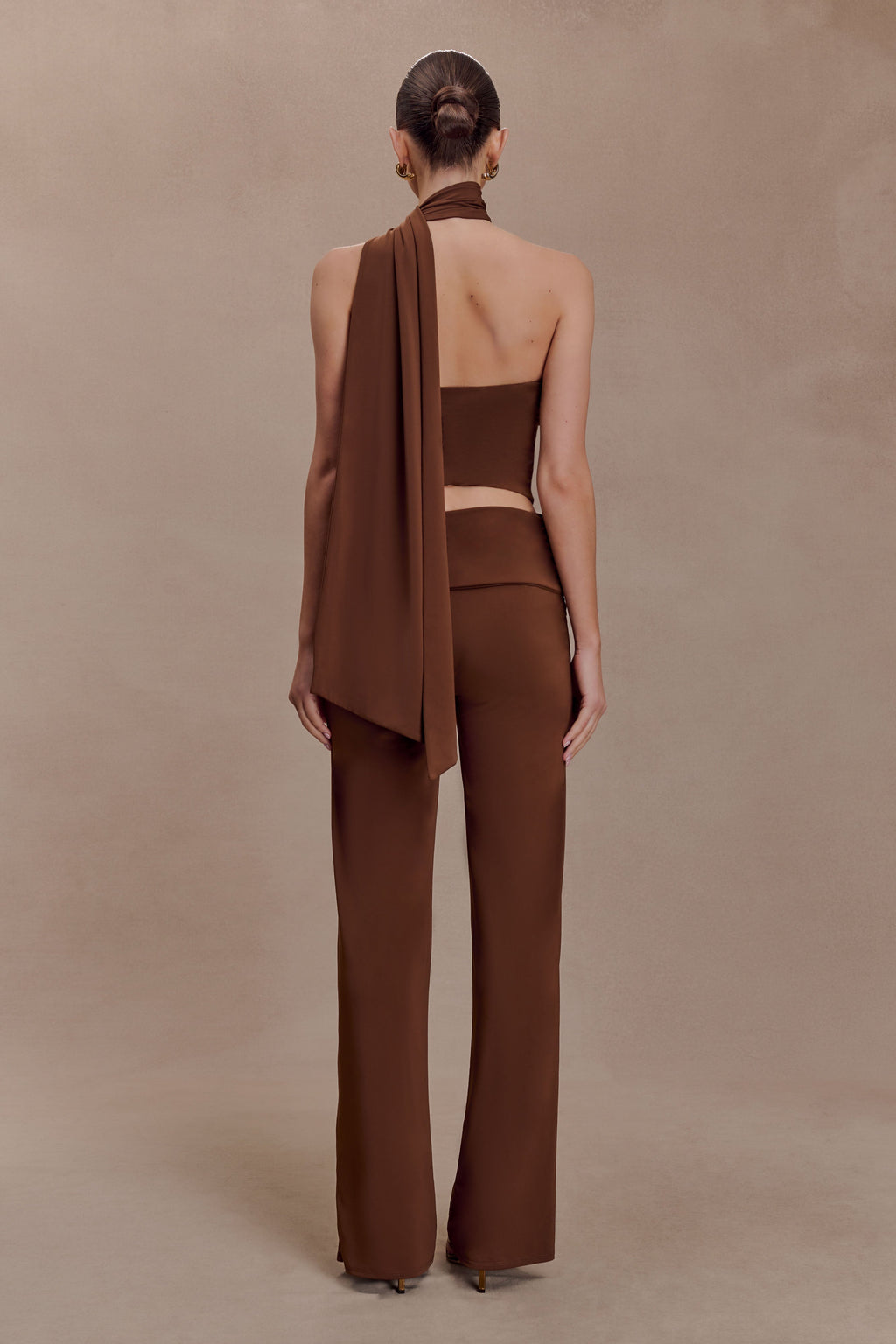 Lydia Slinky Straight Leg Trousers - Chocolate