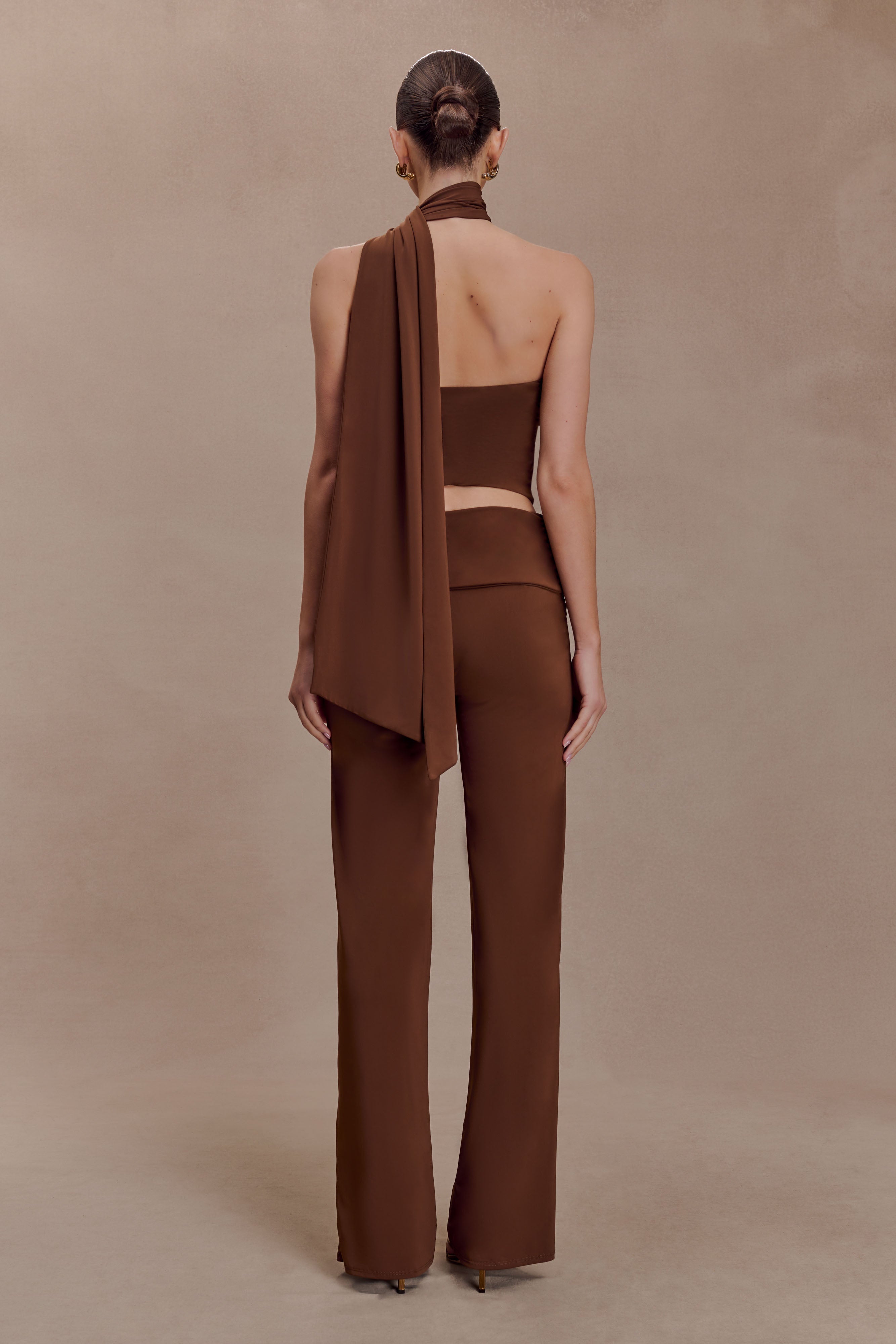 Lydia Slinky Straight Leg Trousers - Chocolate