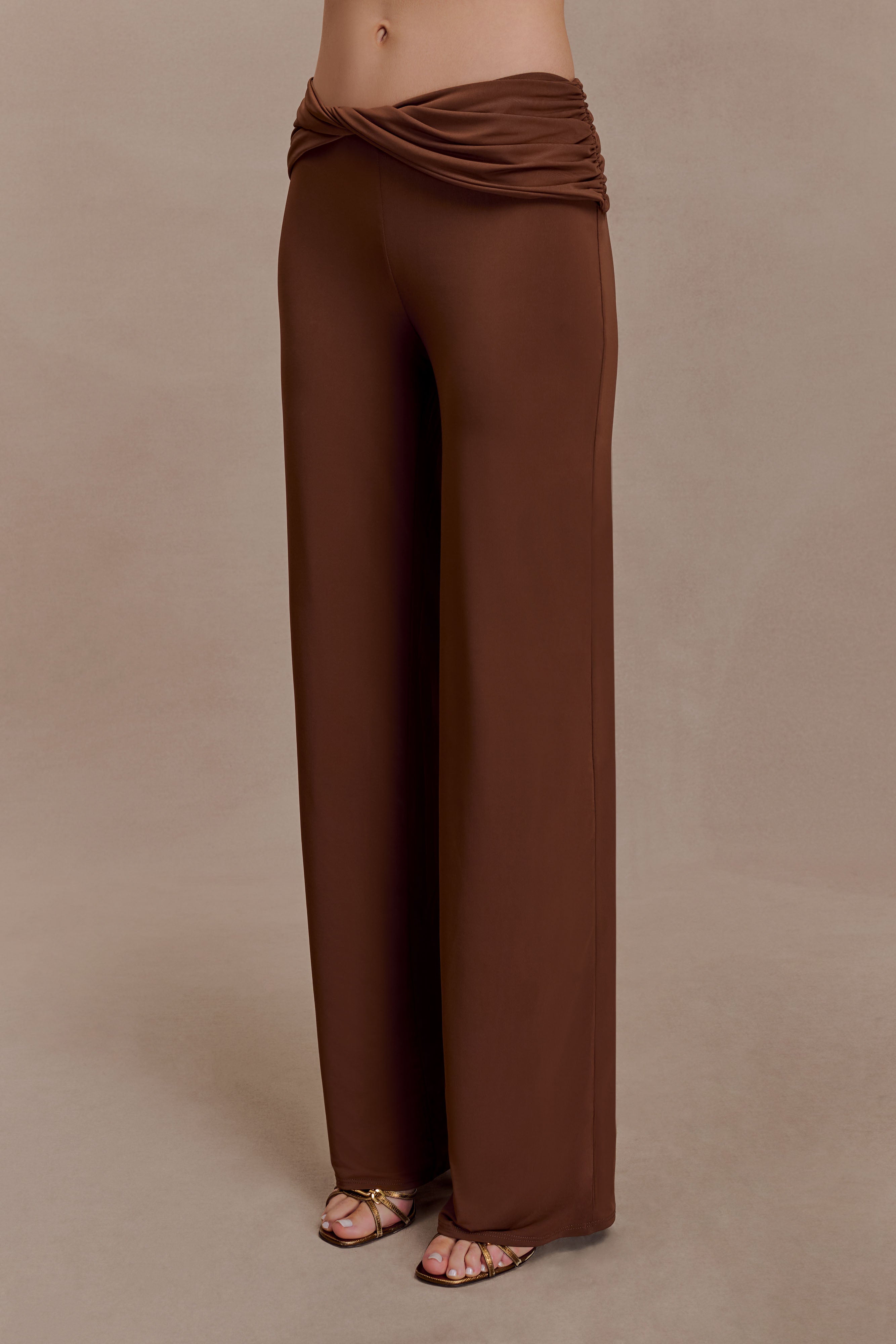 Lydia Slinky Straight Leg Trousers - Chocolate