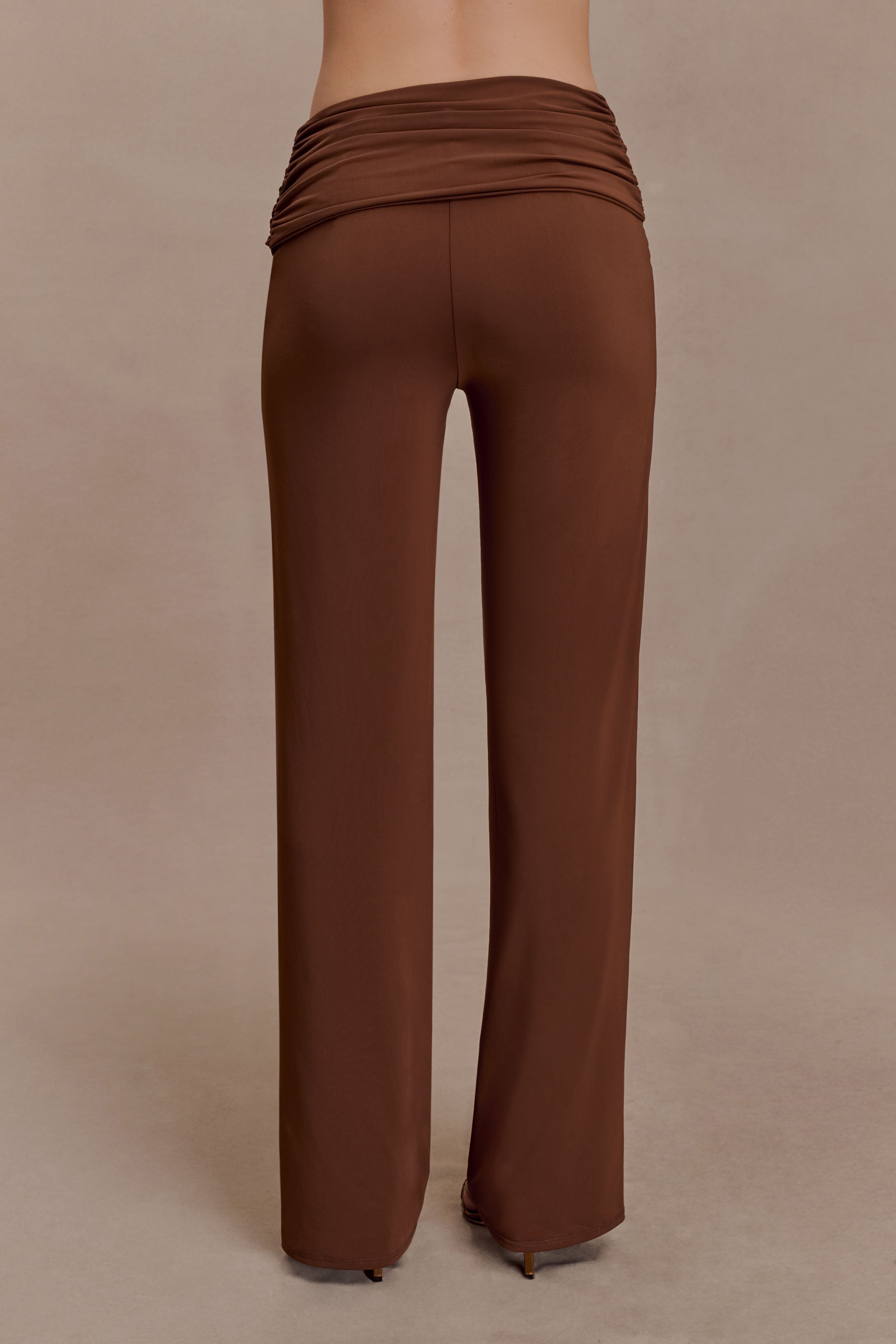 Lydia Slinky Straight Leg Trousers - Chocolate
