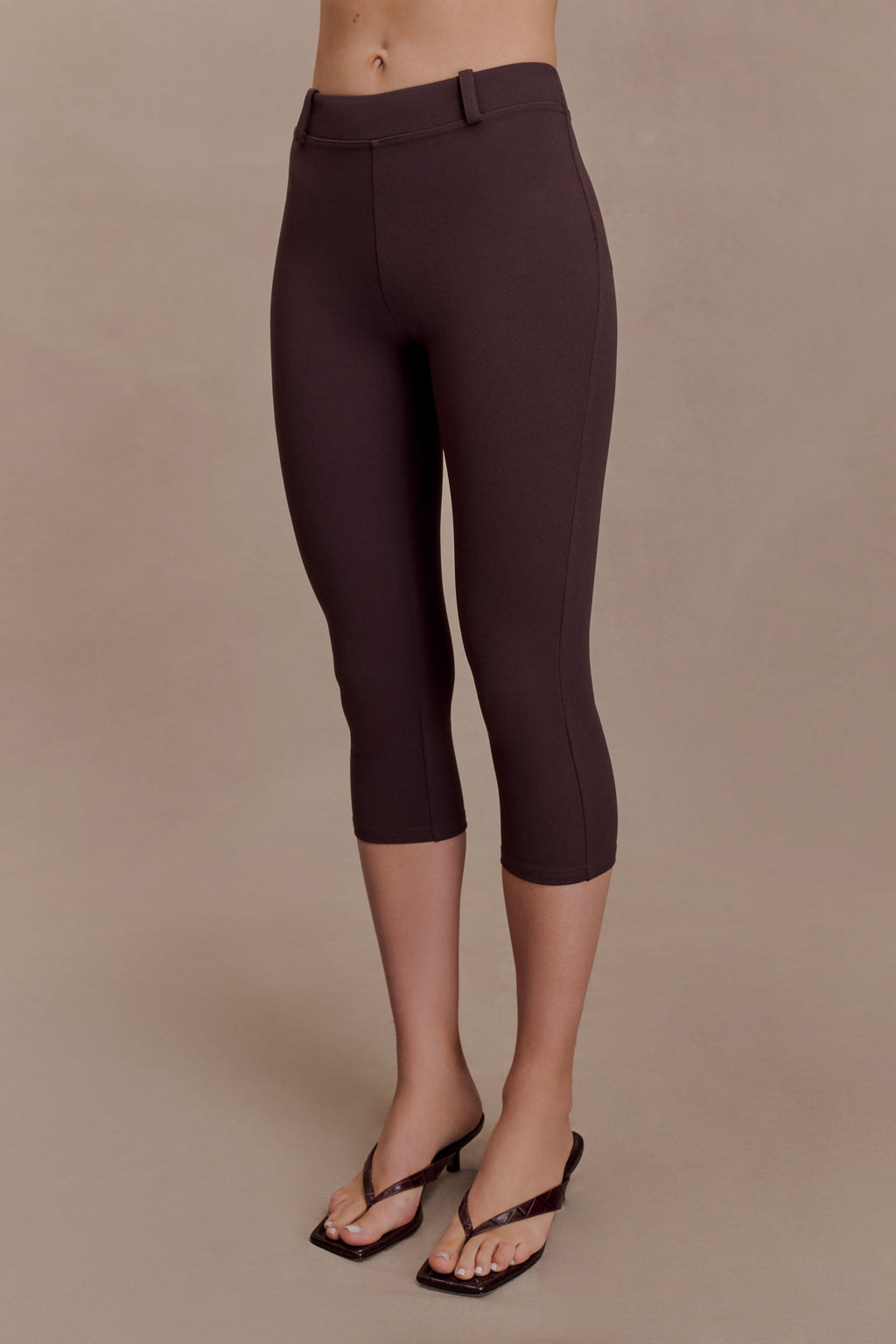 Blanca Stretch Crepe Capri Trousers - Chocolate