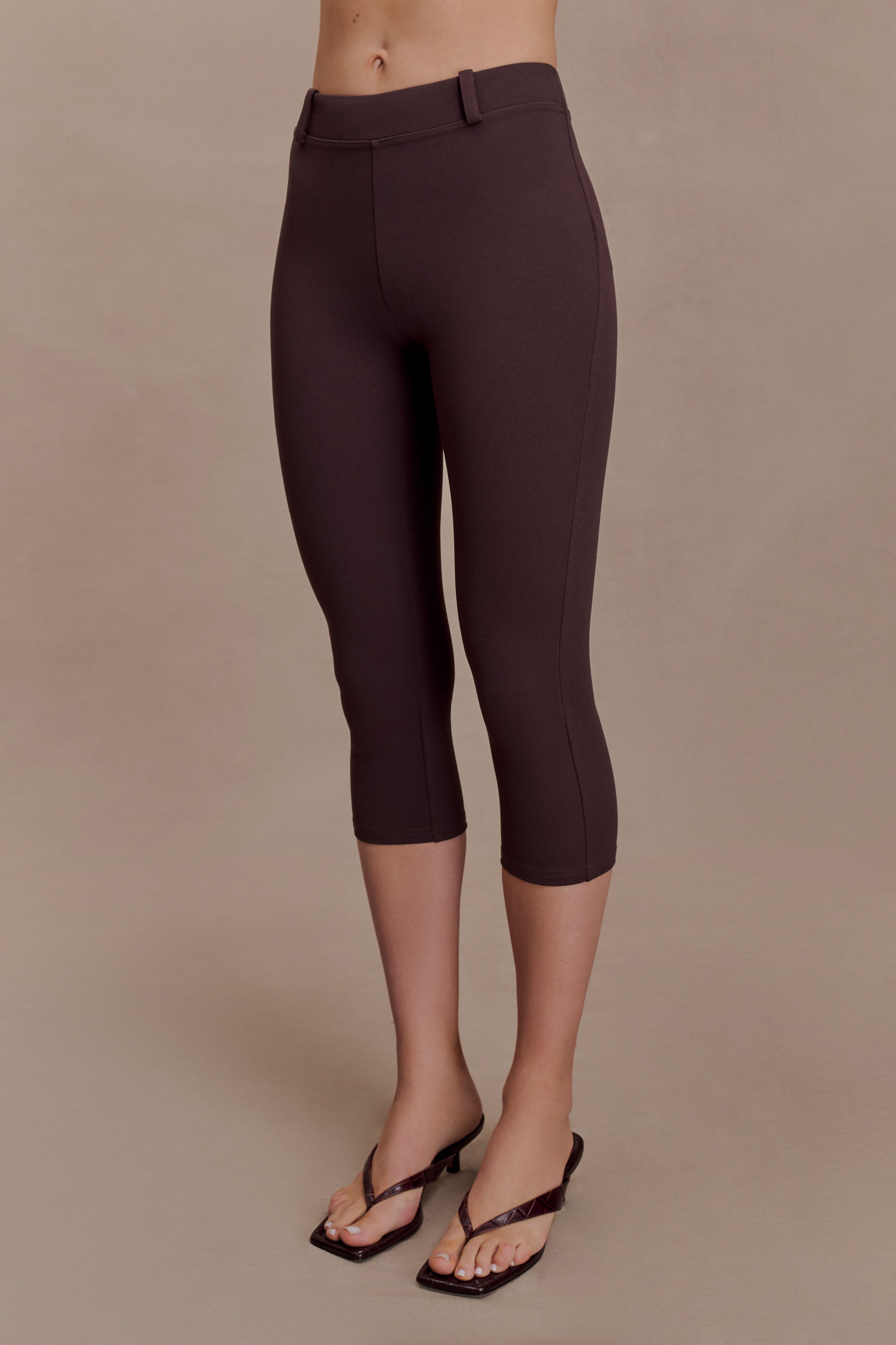 Blanca Stretch Crepe Capri Trousers - Chocolate