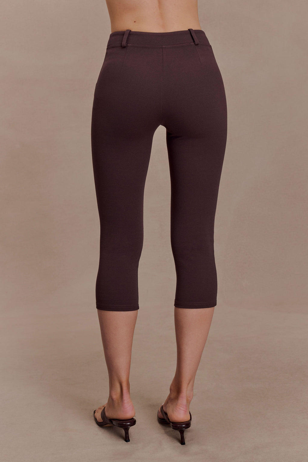 Blanca Stretch Crepe Capri Trousers - Chocolate