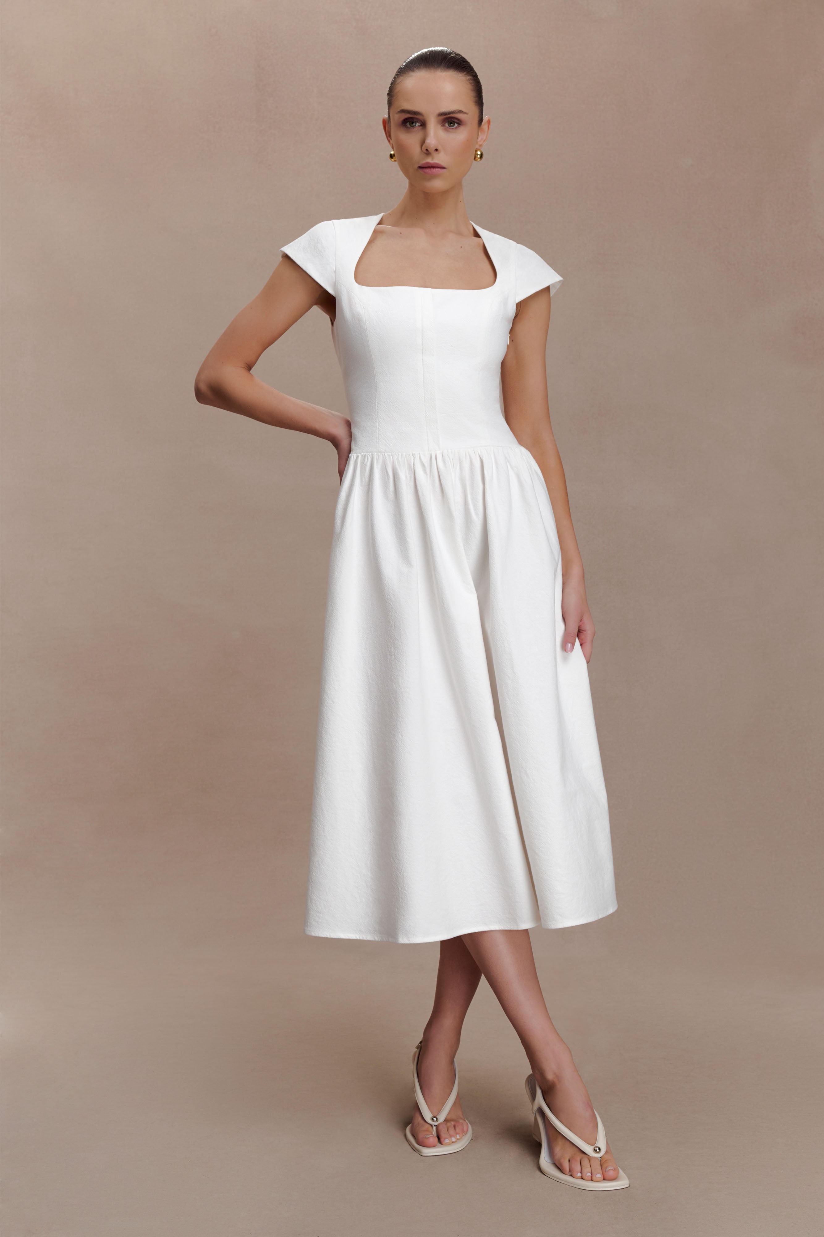 Ayla Cotton Fit And Flare Midi Dress