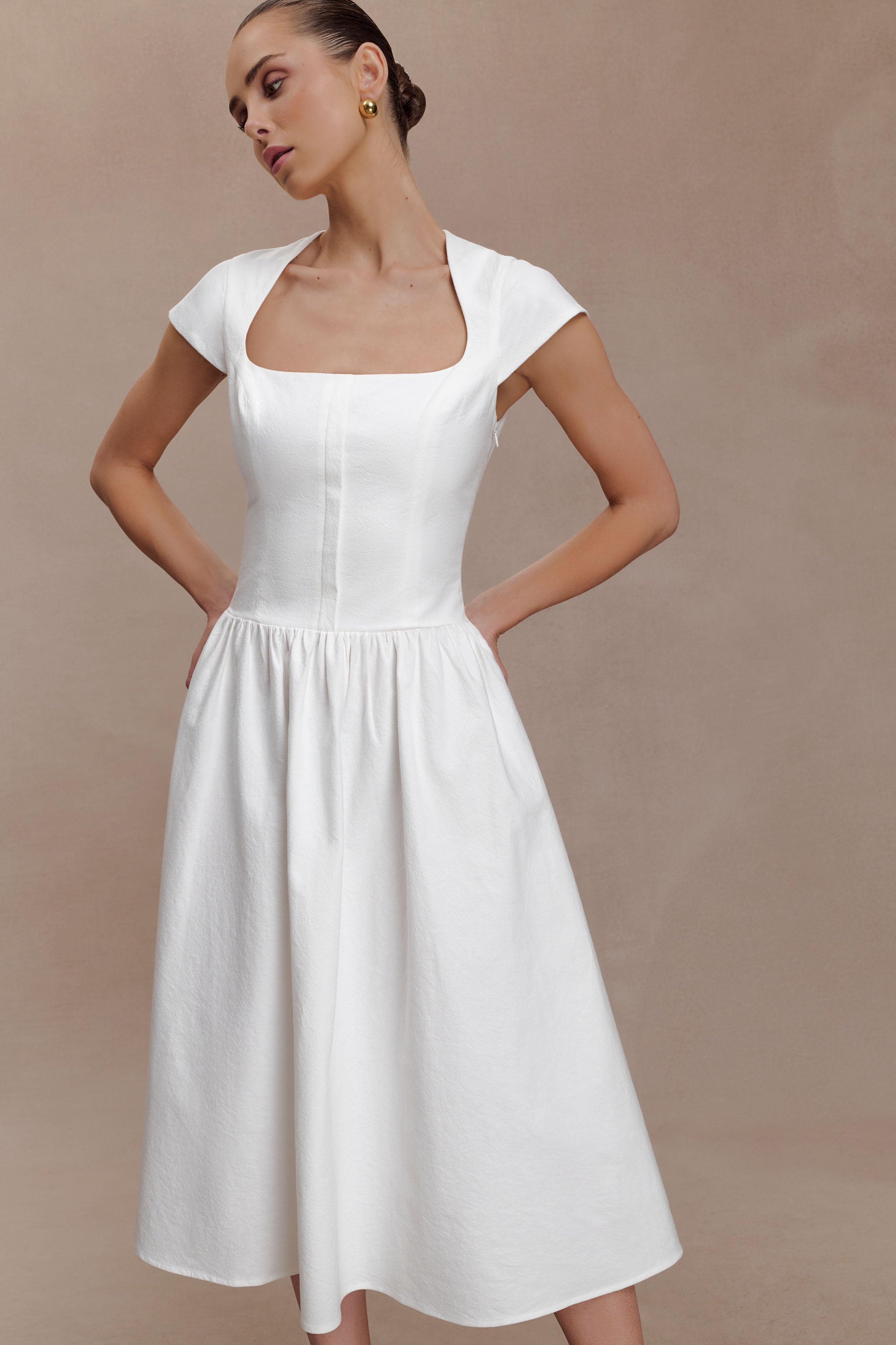 Ayla Cotton Fit And Flare Midi Dress