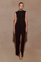 Elisa Diamante Neck Maxi Dress in Black – Chic&Drifts