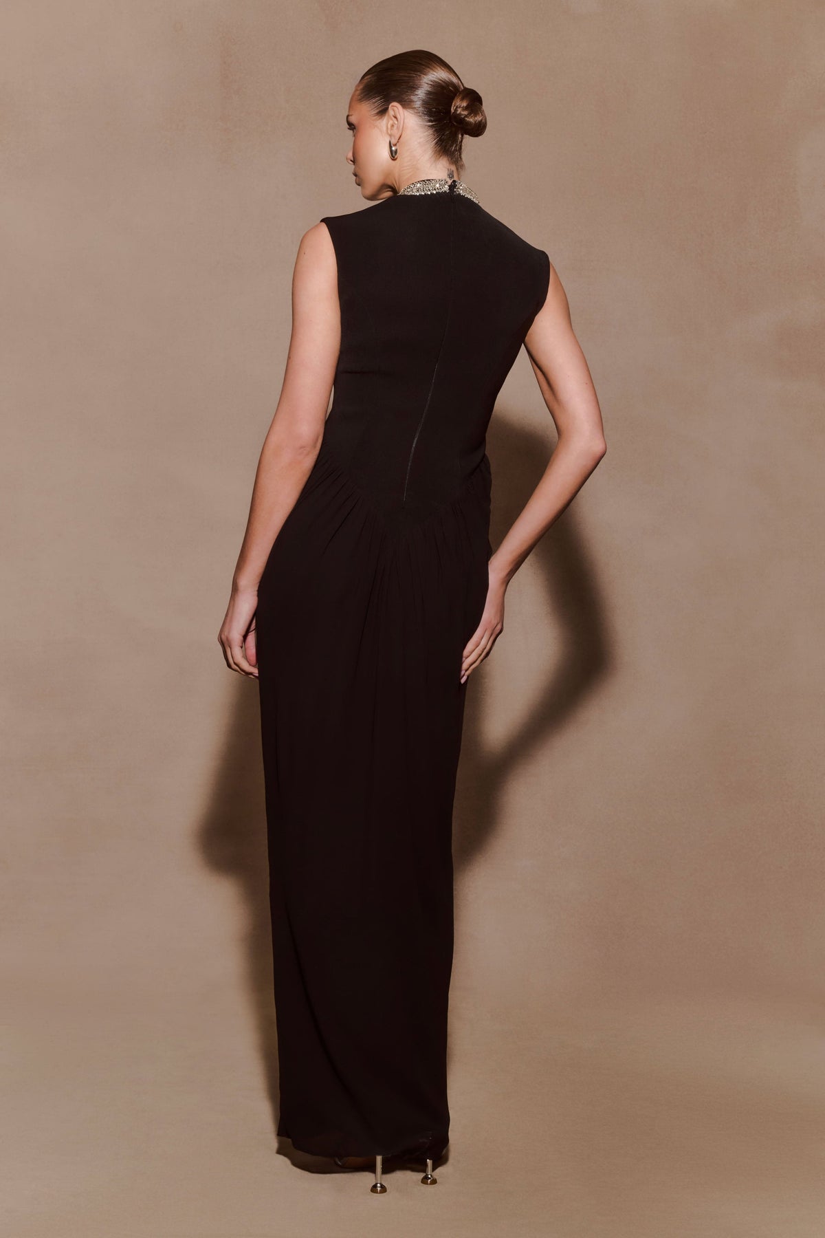 Elisa Diamante Neck Maxi Dress in Black – Chic&Drifts