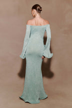 Sandrine Lurex Knit Maxi Dress in Aqua – Chic&Drifts