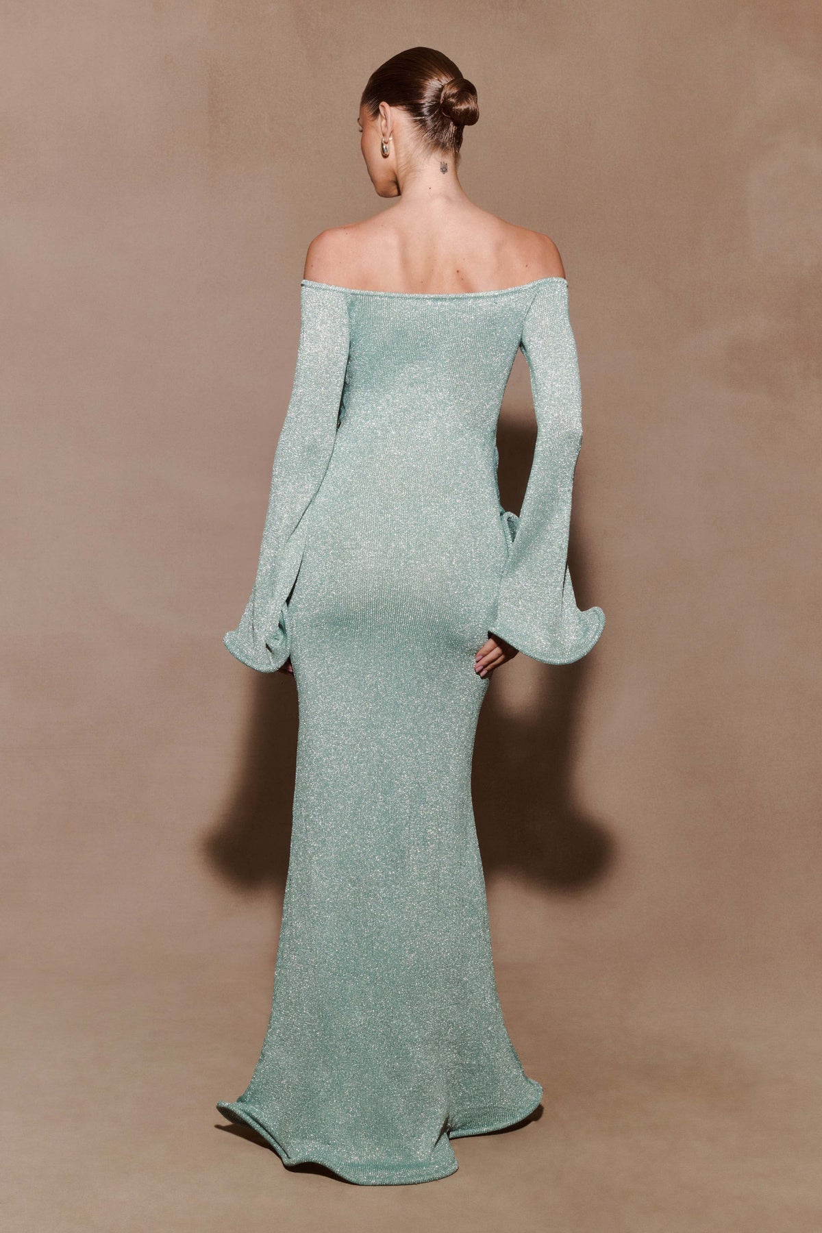 Sandrine Lurex Knit Maxi Dress in Aqua – Chic&Drifts