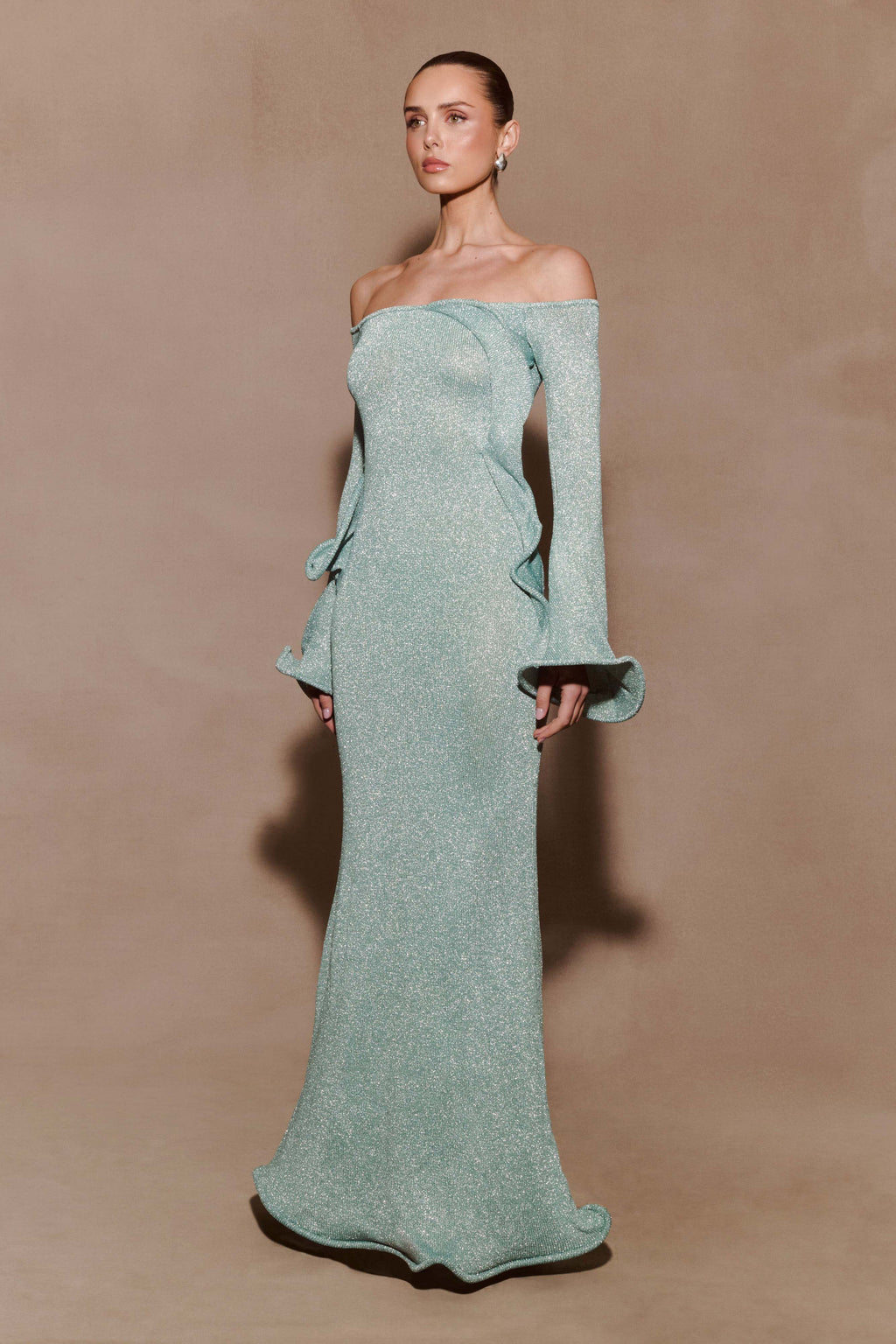 Sandrine Lurex Knit Maxi Dress in Aqua – Chic&Drifts