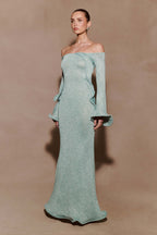 Sandrine Lurex Knit Maxi Dress in Aqua – Chic&Drifts
