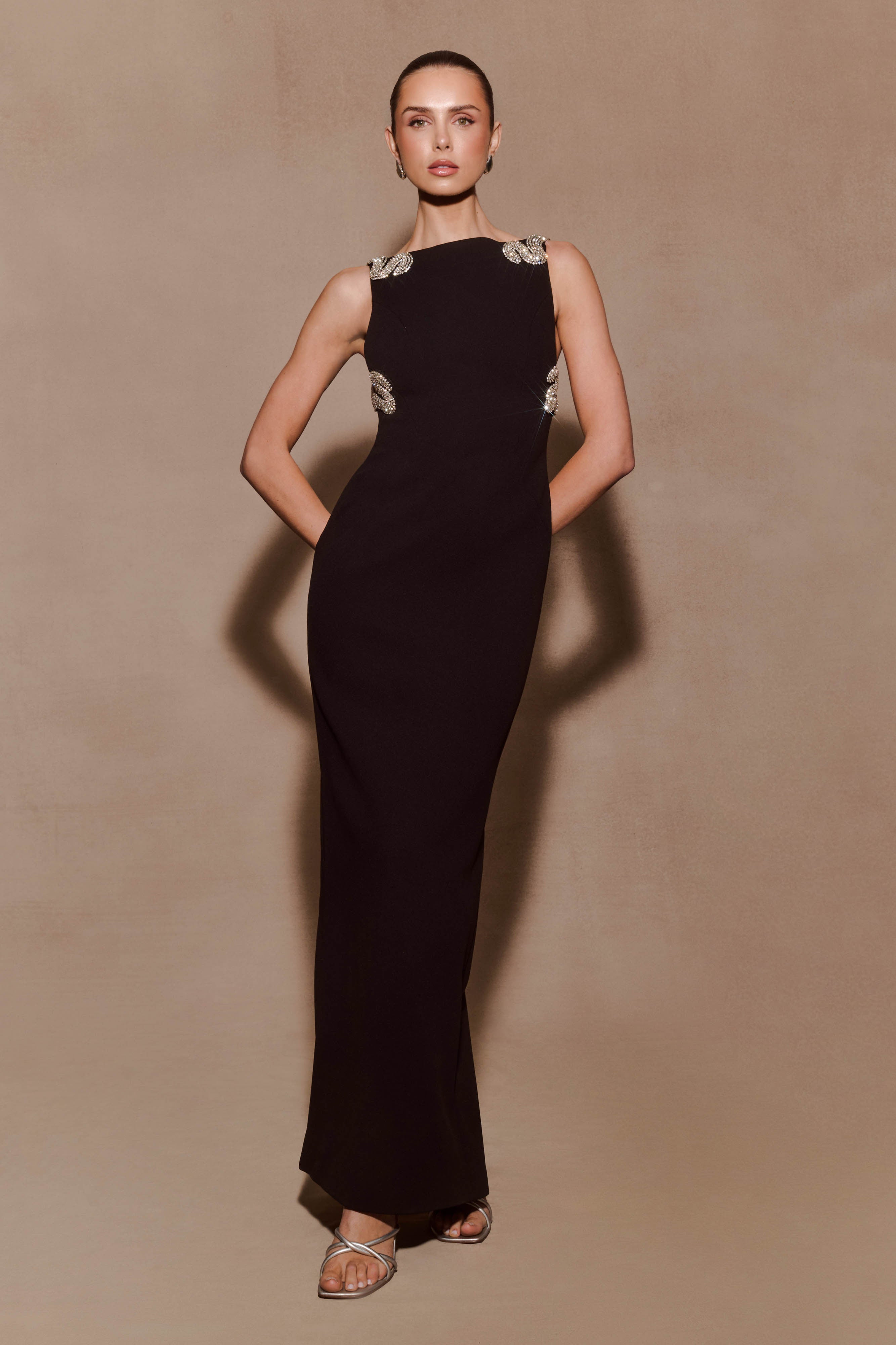 Lorde Embellished Crepe Maxi Dress