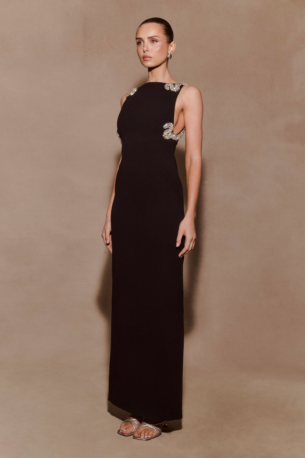Lorde Embellished Crepe Maxi Dress in Black – Chic&Drifts