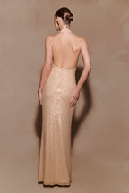 Harriet Halter Neck Diamante Maxi Dress in Navy – Chic&Drifts
