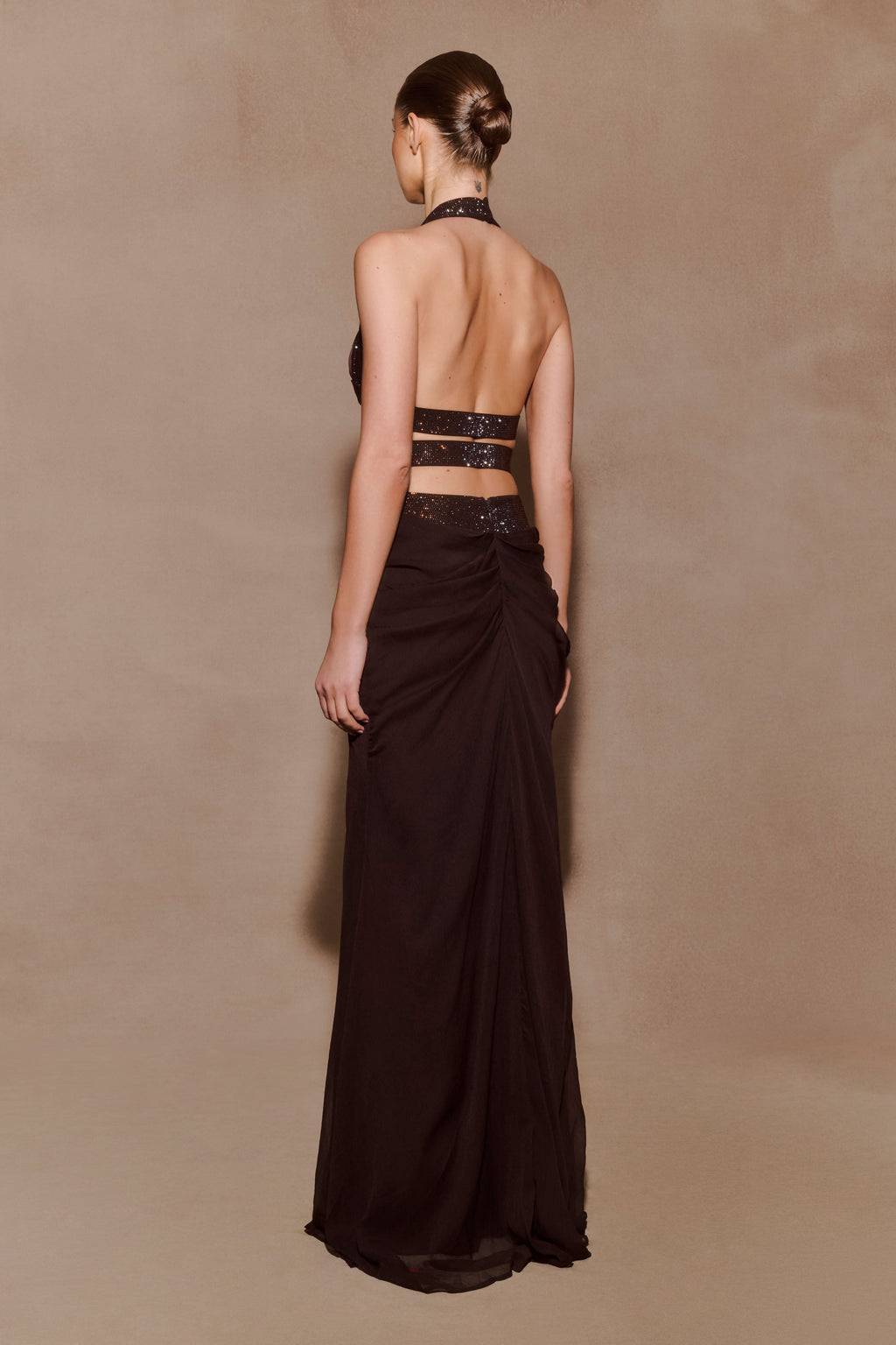 Siren Satin And Diamante Halter Top in Dark Chocolate – Chic&Drifts