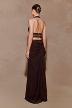 Siren Satin And Diamante Halter Top in Dark Chocolate – Chic&Drifts