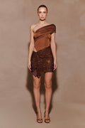 Paisley Slinky And Diamante Mini Dress