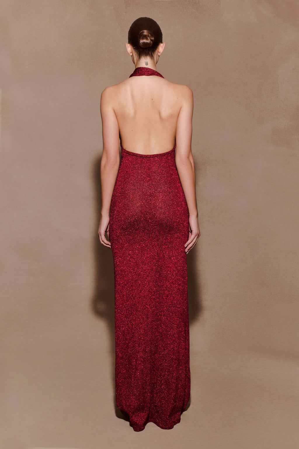 Elma Lurex Knit Halter Maxi Dress