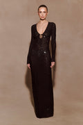 Acadia Diamante Long Sleeve Maxi Dress