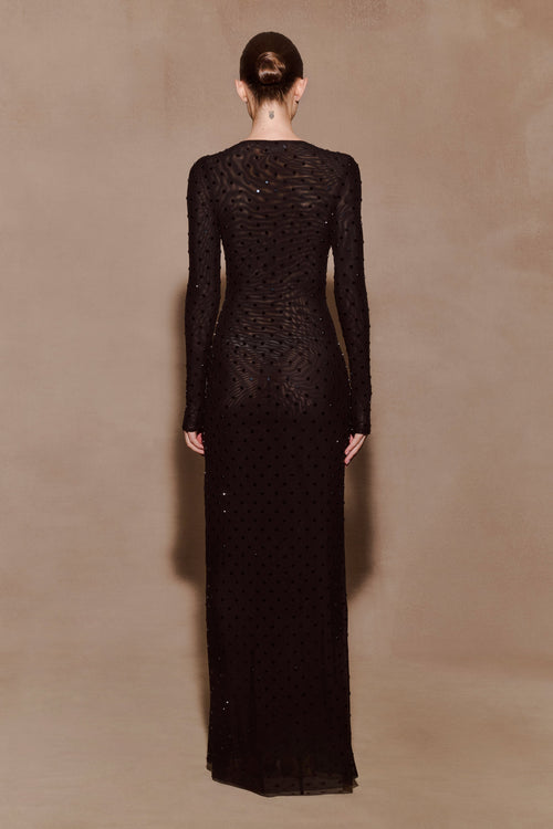 Acadia Diamante Long Sleeve Maxi Dress