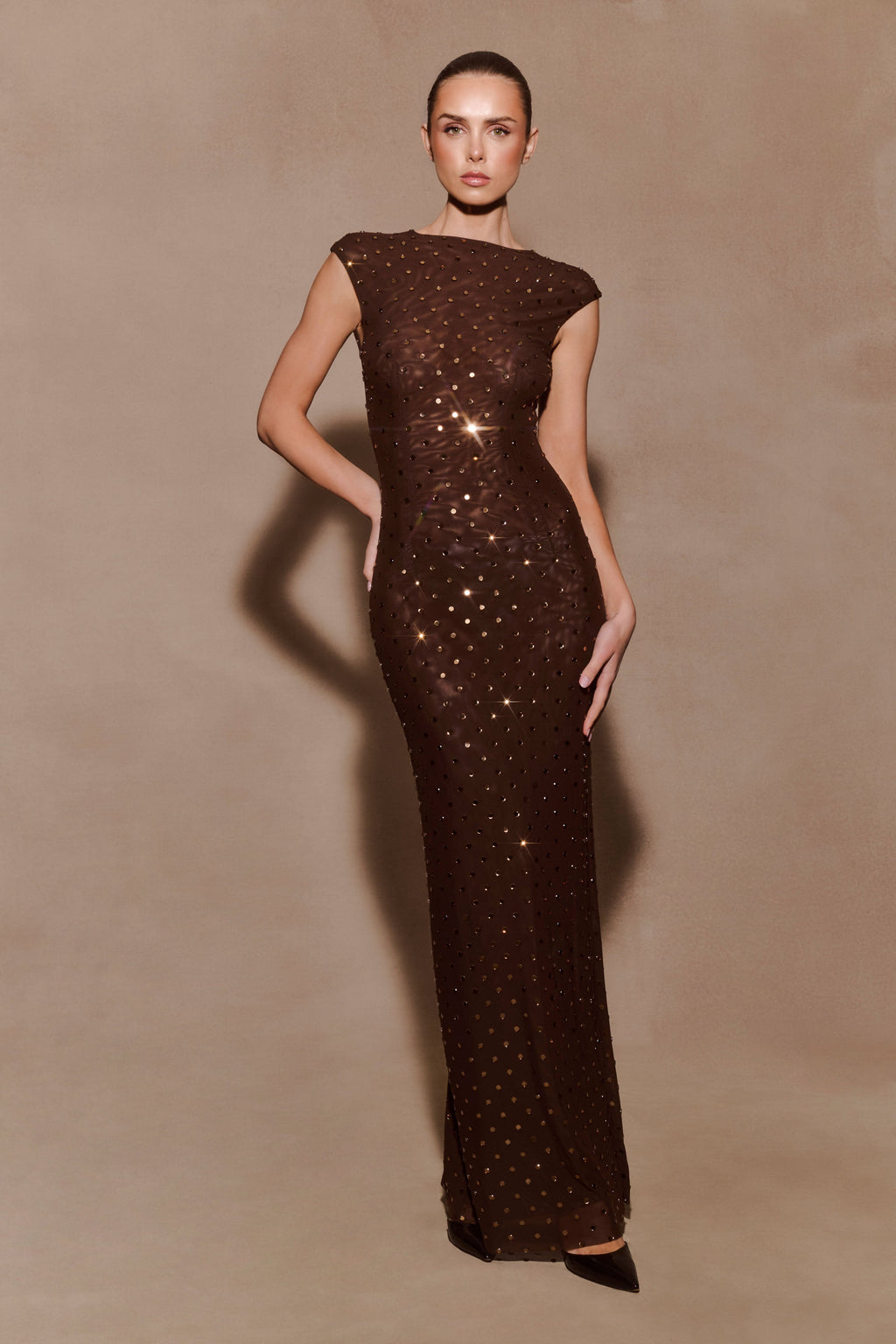 Samara Sleeveless Diamante Maxi Dress in Black – Chic&Drifts