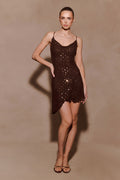 Zahra Diamante Cowl Mini Dress