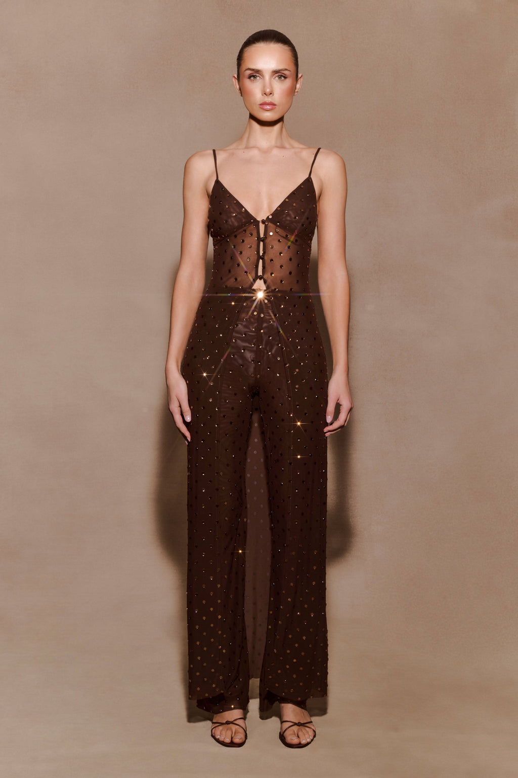 Jackie Longline Diamante Top in Chocolate – Chic&Drifts