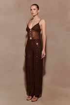 Jackie Longline Diamante Top in Chocolate – Chic&Drifts