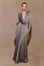 Scarlet Lurex Cowl Maxi Dress in Silver – Chic&Drifts