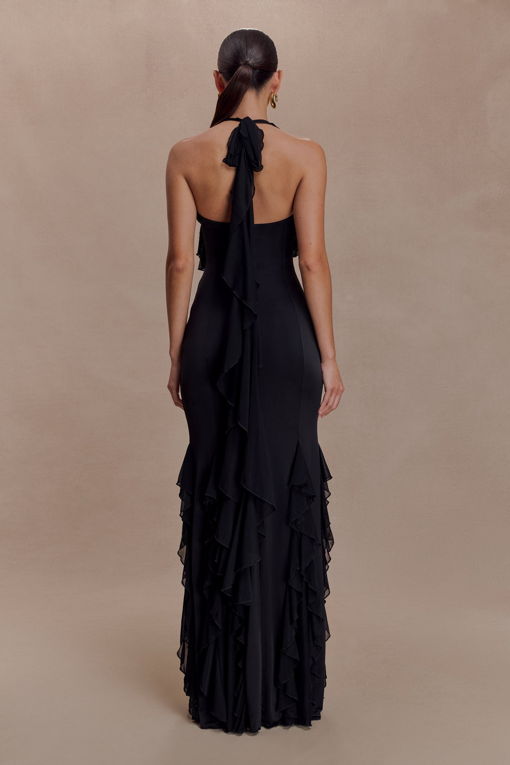 Etta Ruffle Slinky Maxi Dress