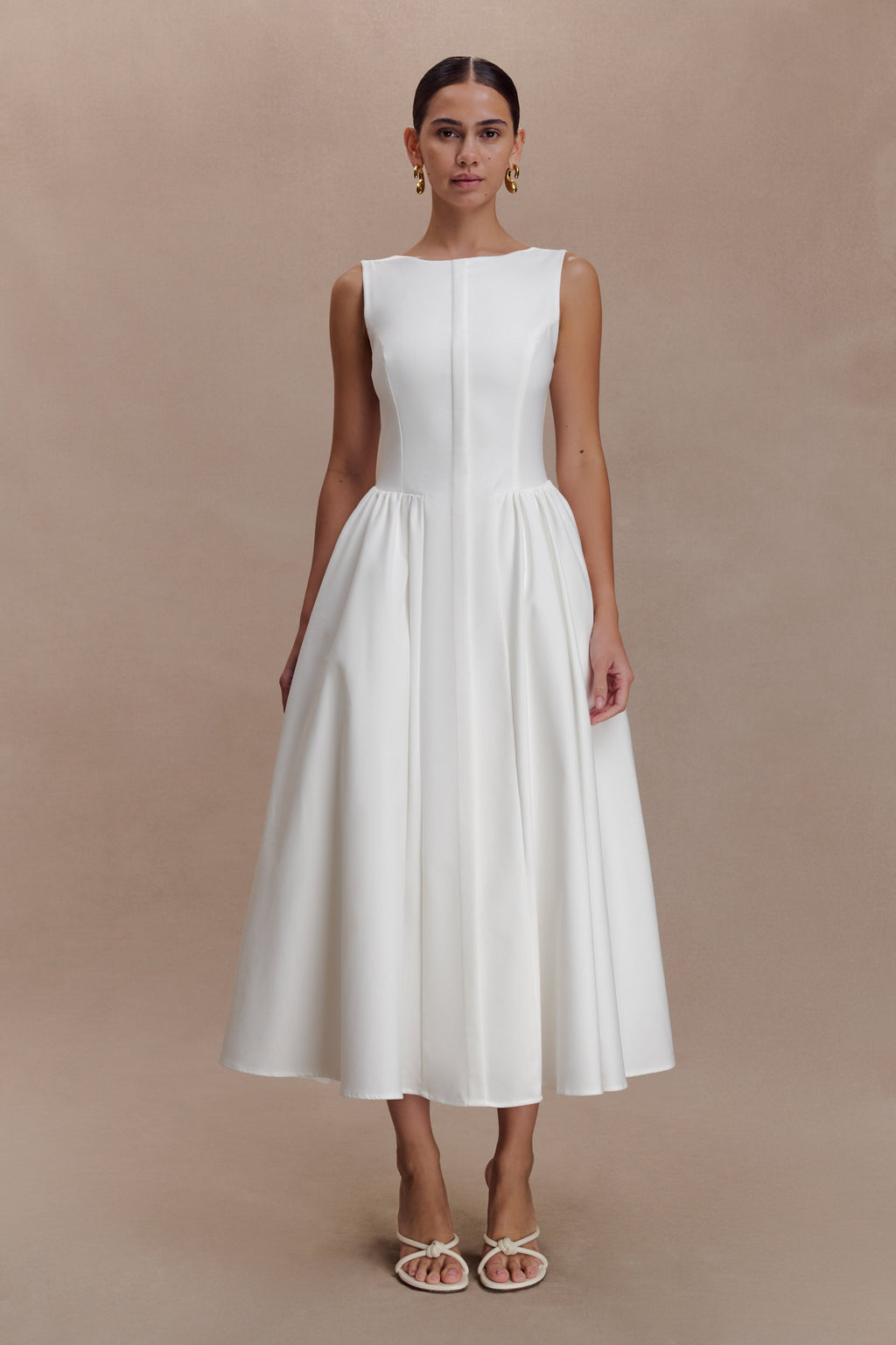 Monika Gathered Waist Cotton Midi Dress