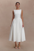 Monika Gathered Waist Cotton Midi Dress