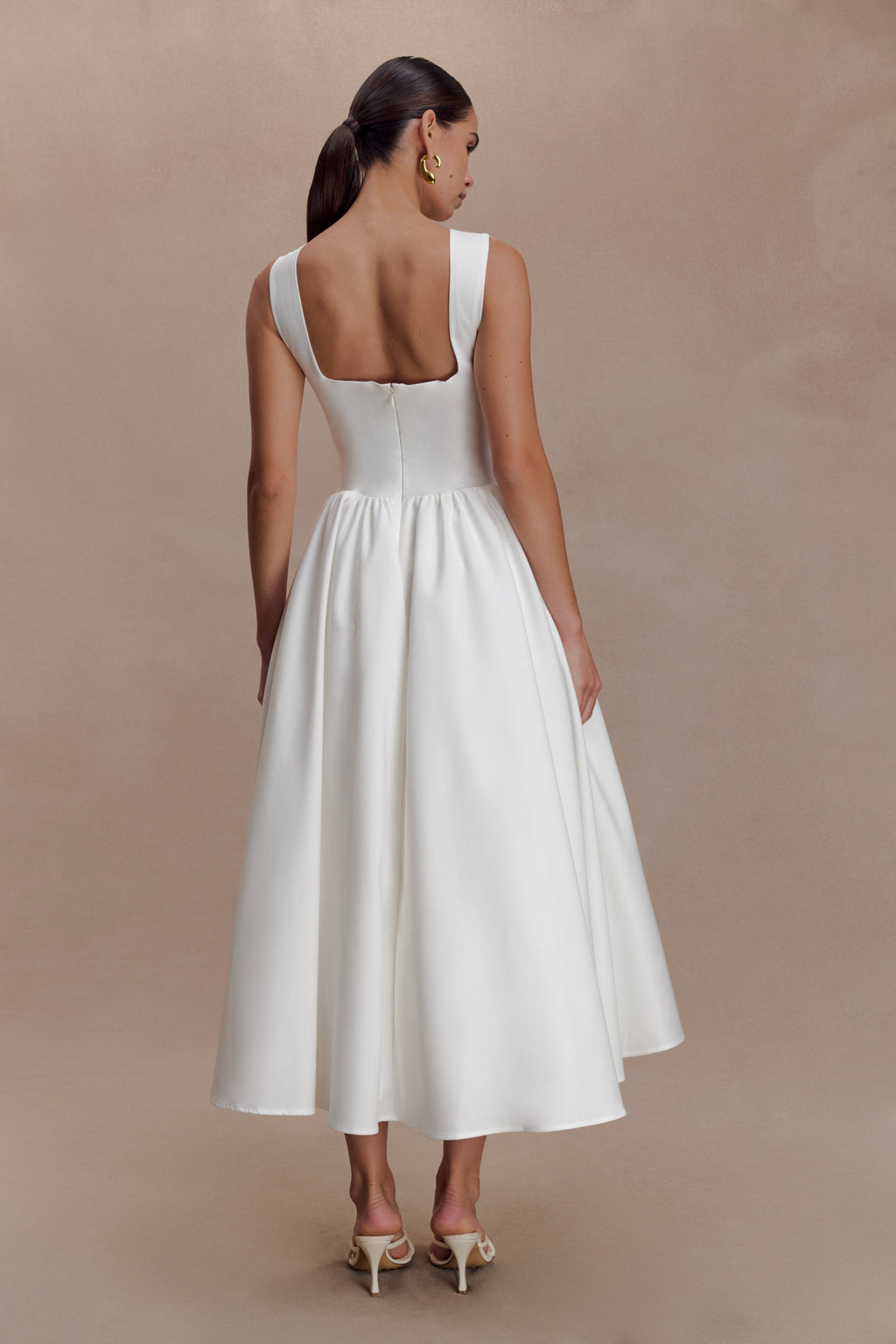 Monika Gathered Waist Cotton Midi Dress