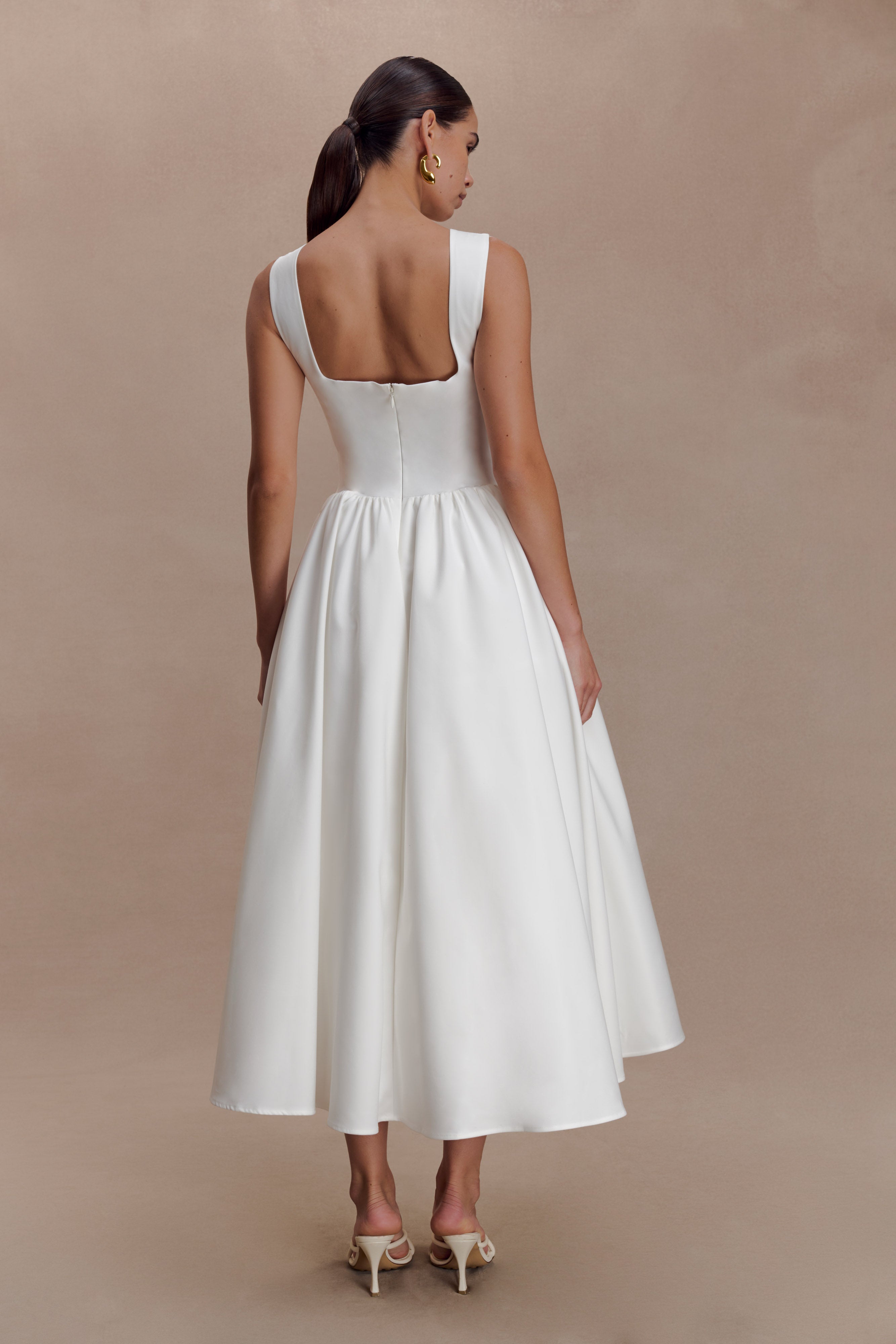 Monika Gathered Waist Cotton Midi Dress