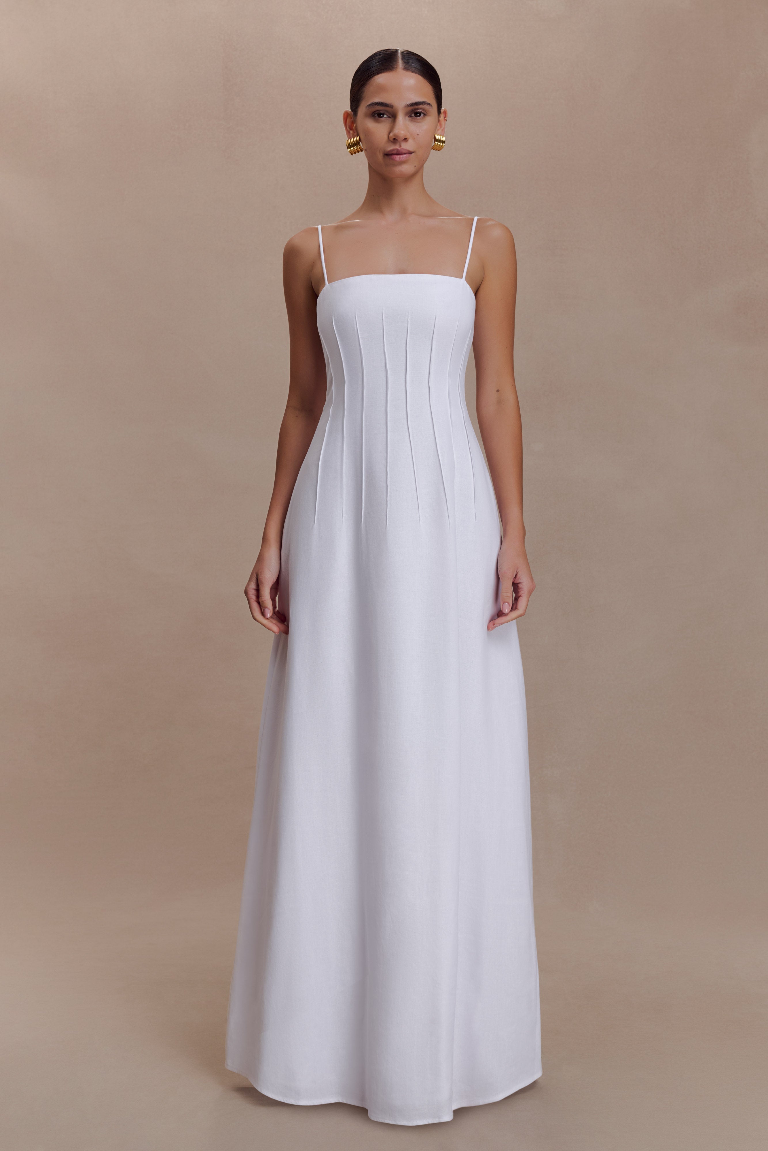 Sofie Pintuck Linen Maxi Dress