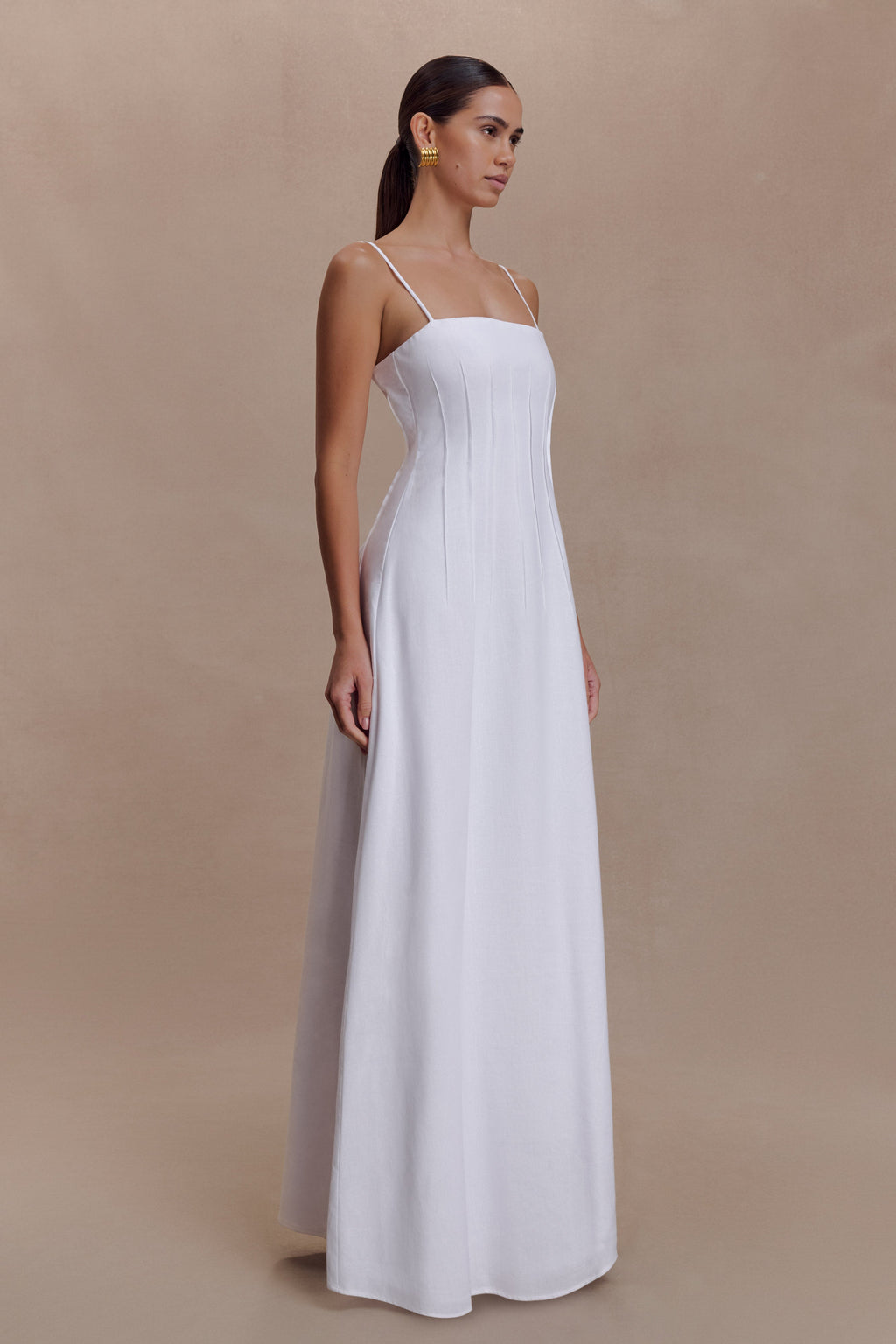 Sofie Pintuck Linen Maxi Dress