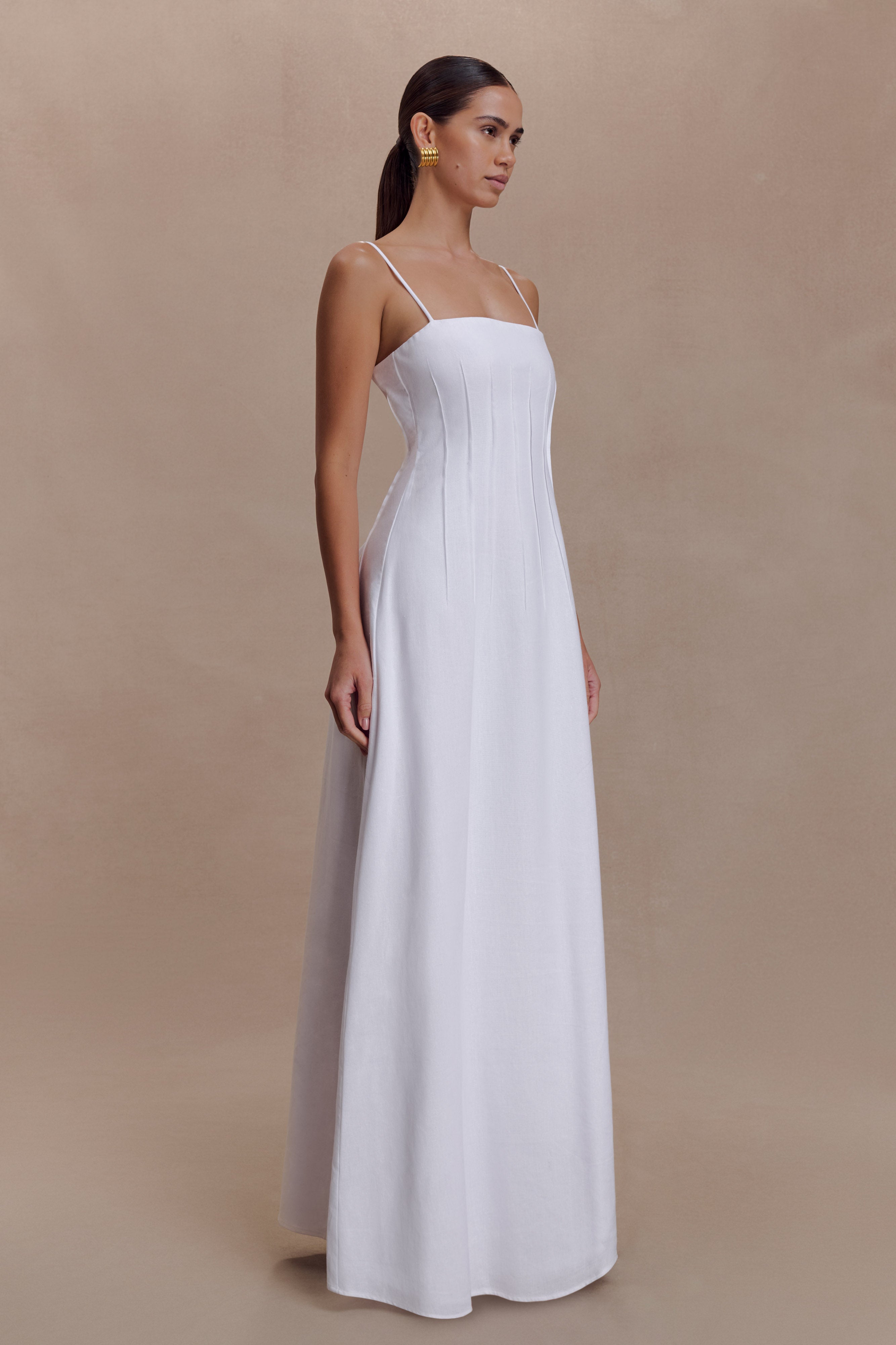 Sofie Pintuck Linen Maxi Dress
