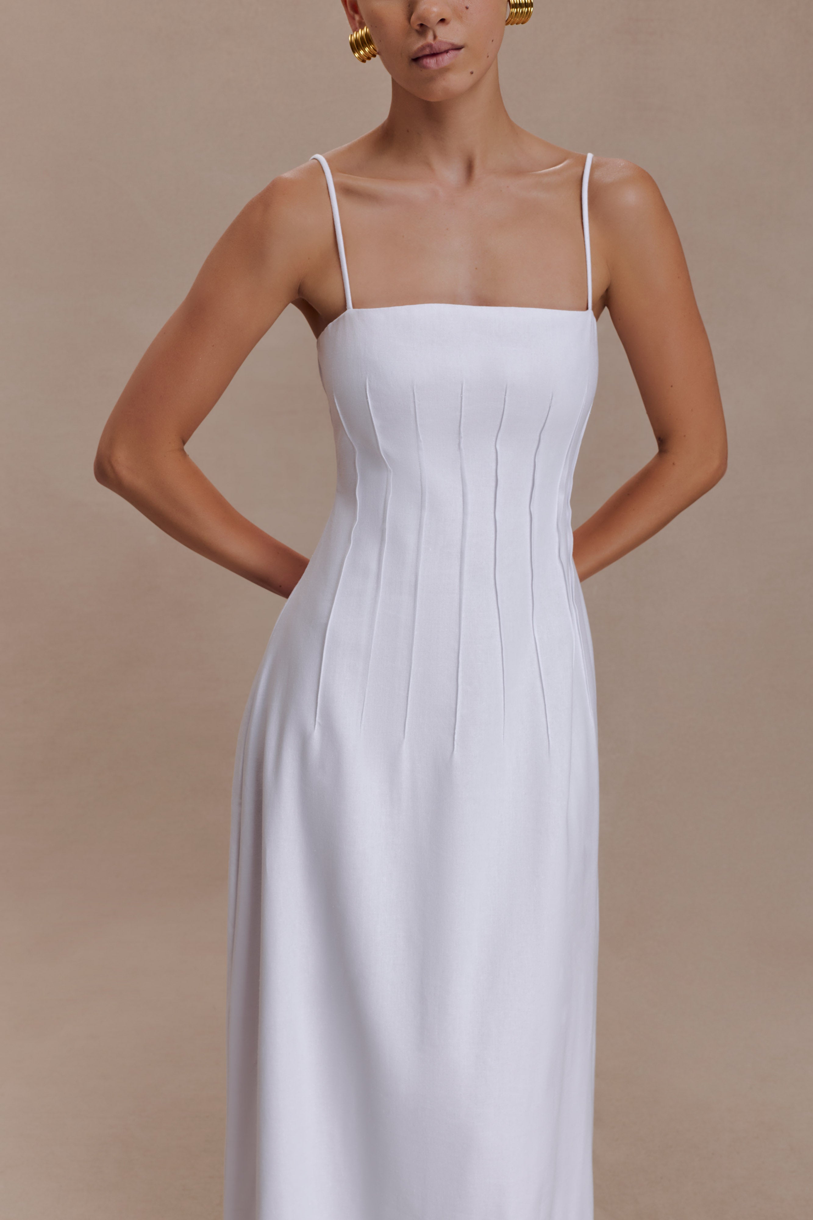 Sofie Pintuck Linen Maxi Dress