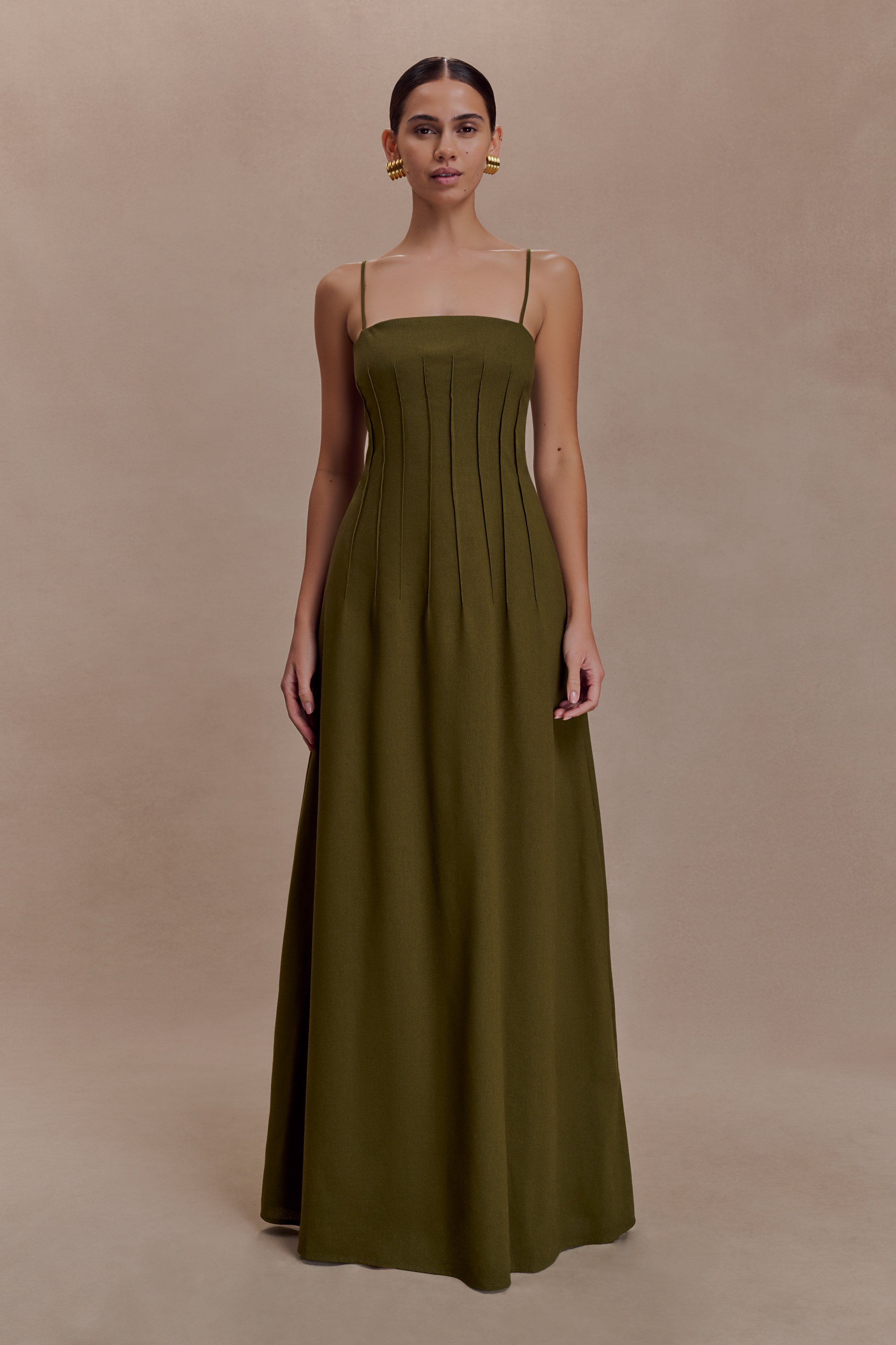 Sofie Pintuck Linen Maxi Dress
