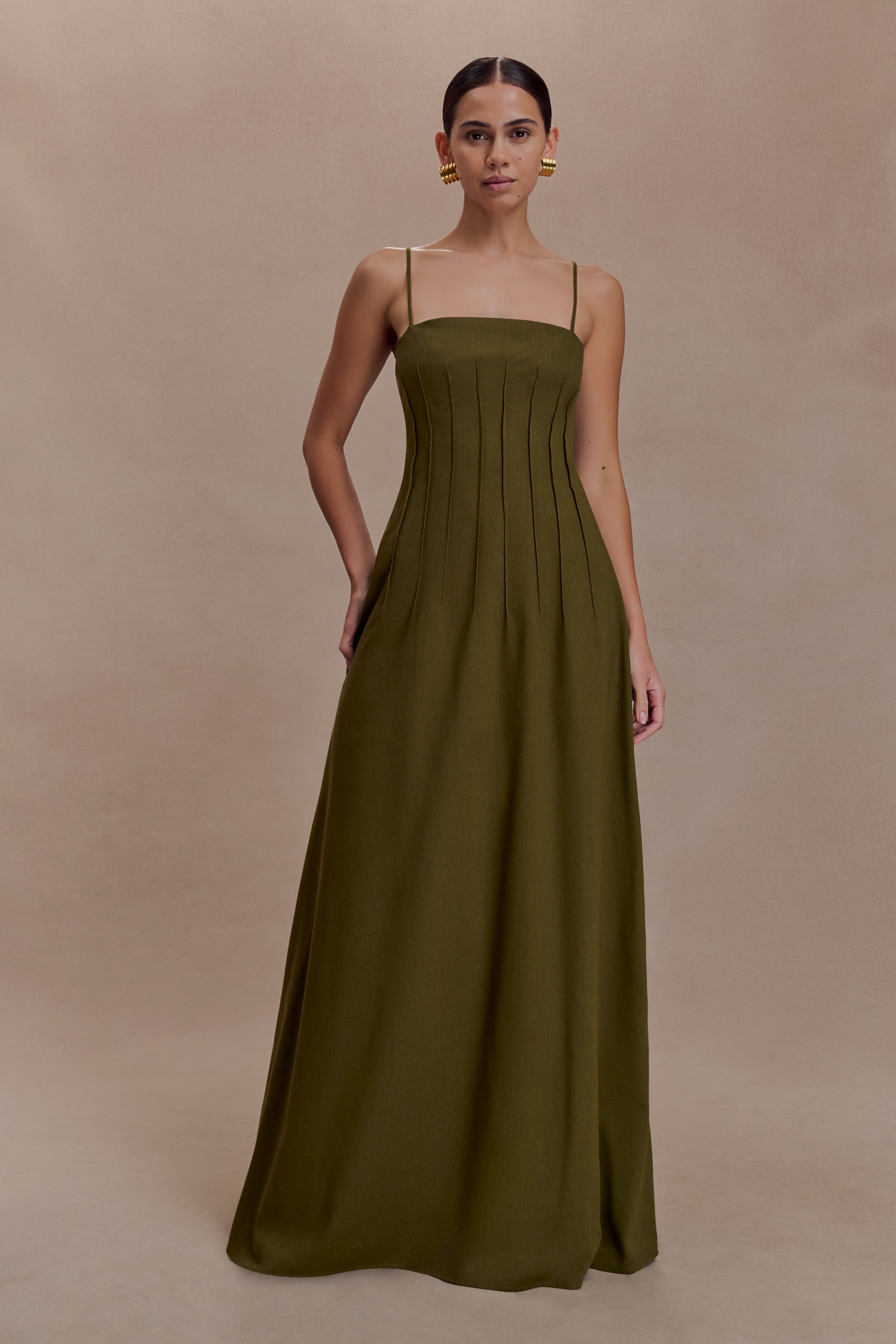 Sofie Pintuck Linen Maxi Dress