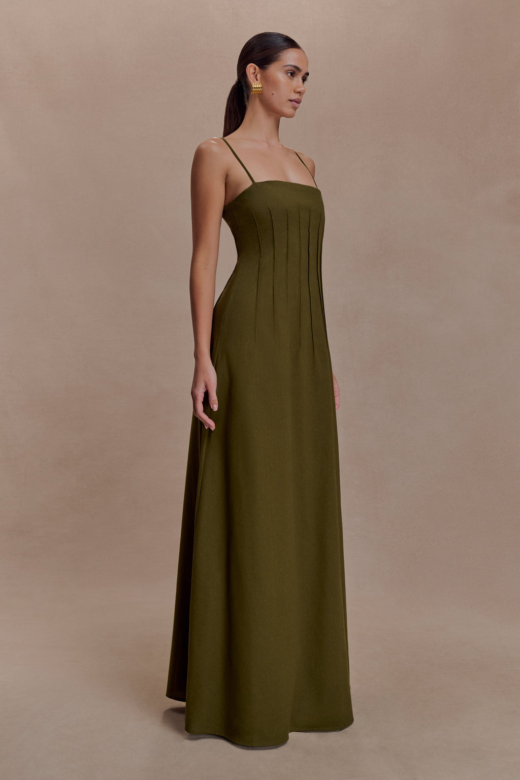 Sofie Pintuck Linen Maxi Dress