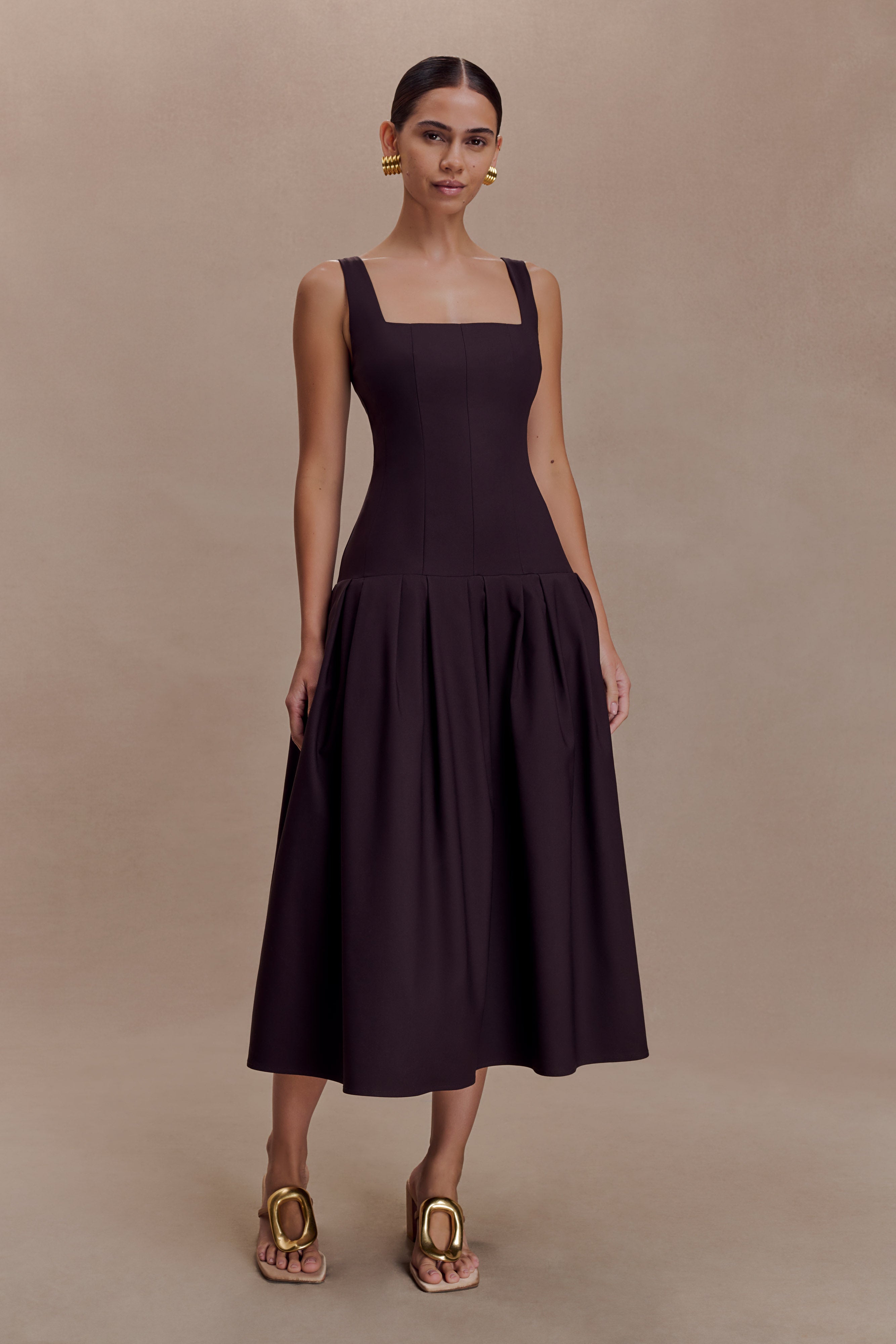 Natascha Drop Waist Cotton Midi Dress