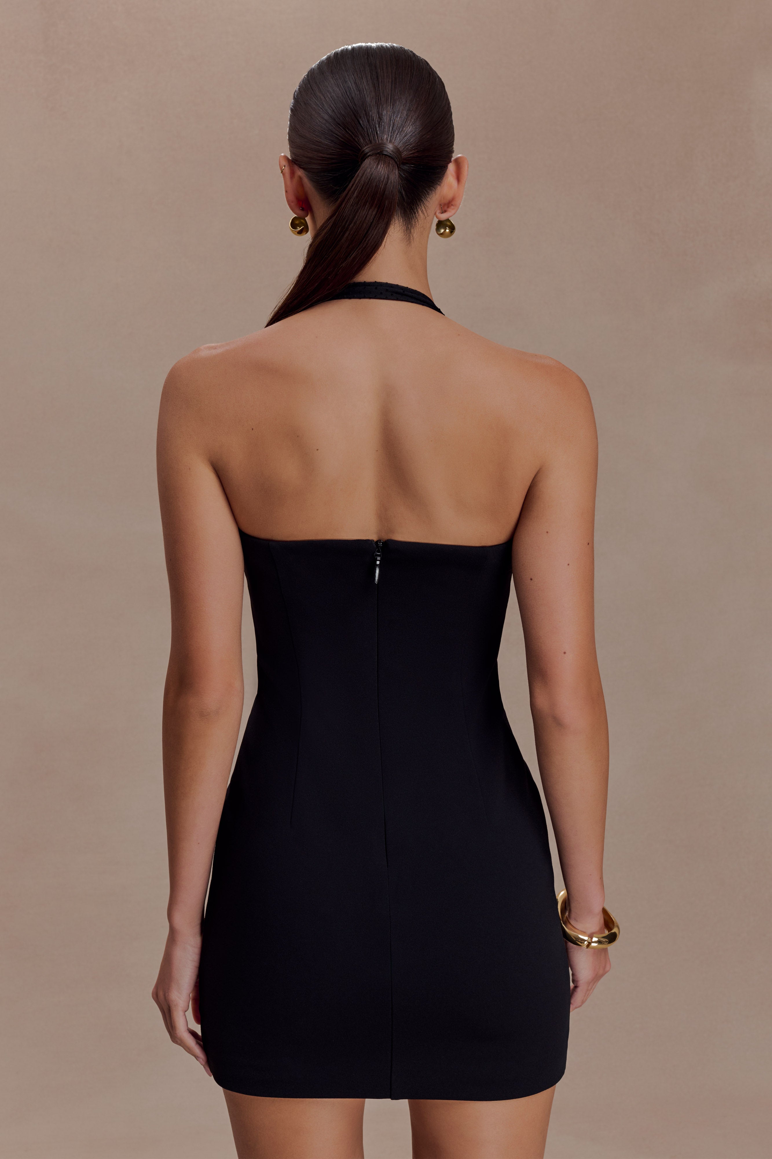 Cressida Crepe Halter Mini Dress