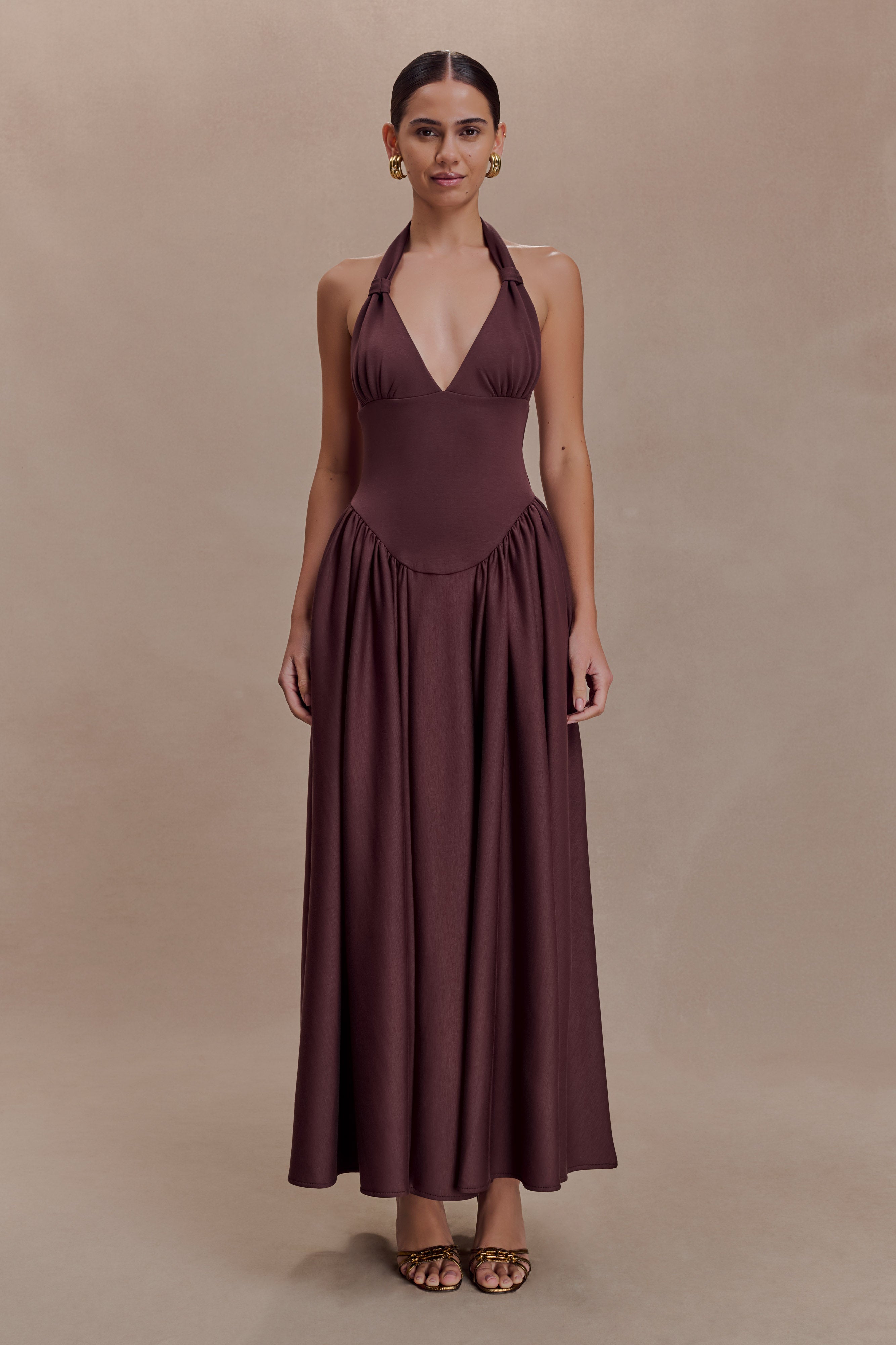 Angelina Scuba Halter Midi Dress