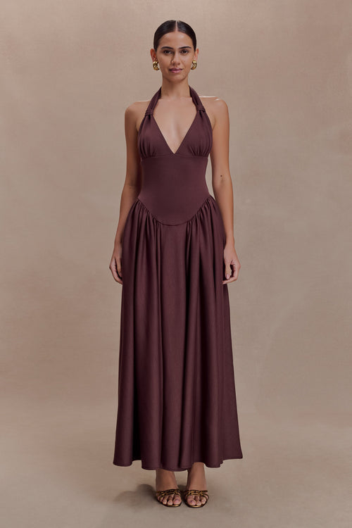 Angelina Scuba Halter Midi Dress