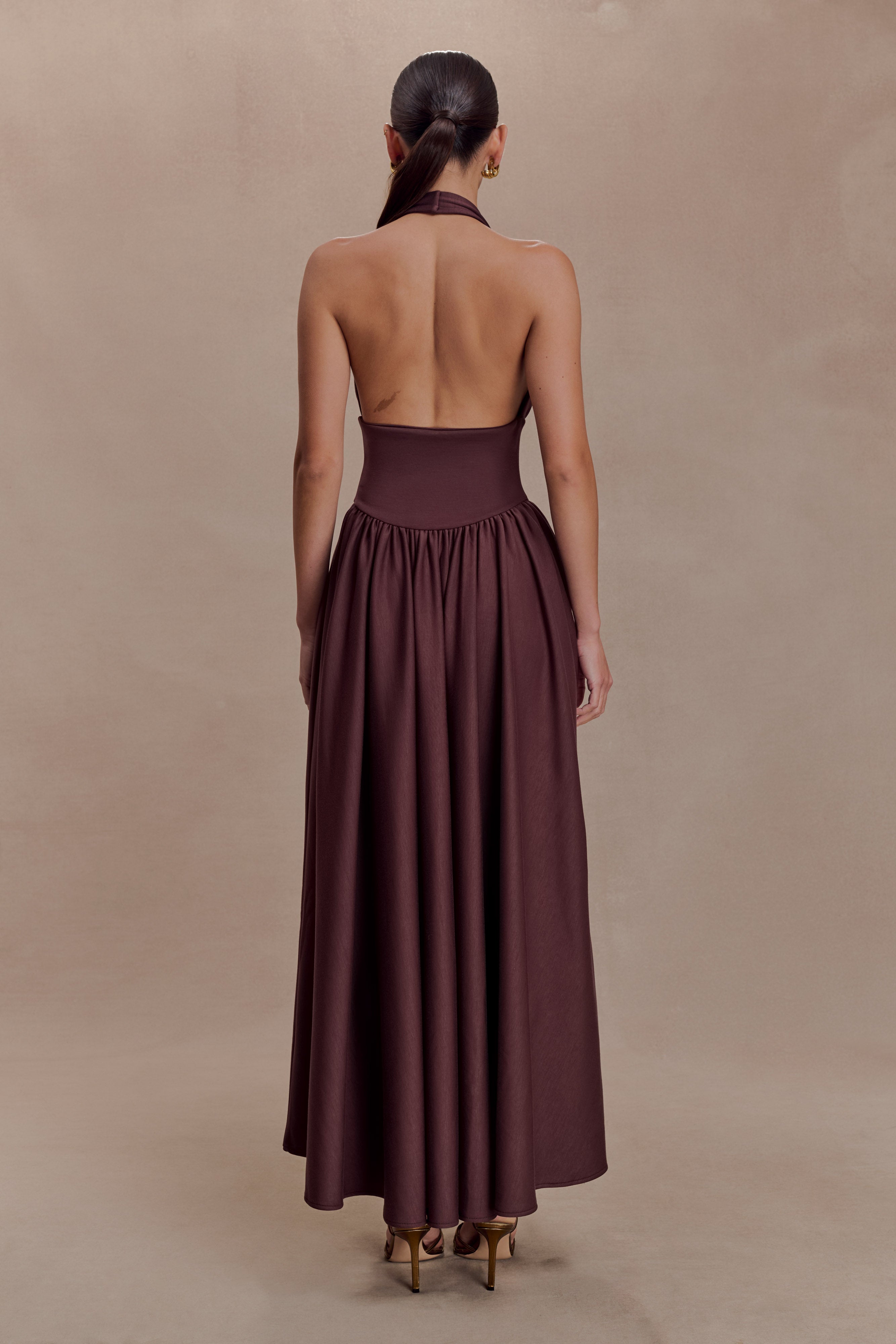 Angelina Scuba Halter Midi Dress