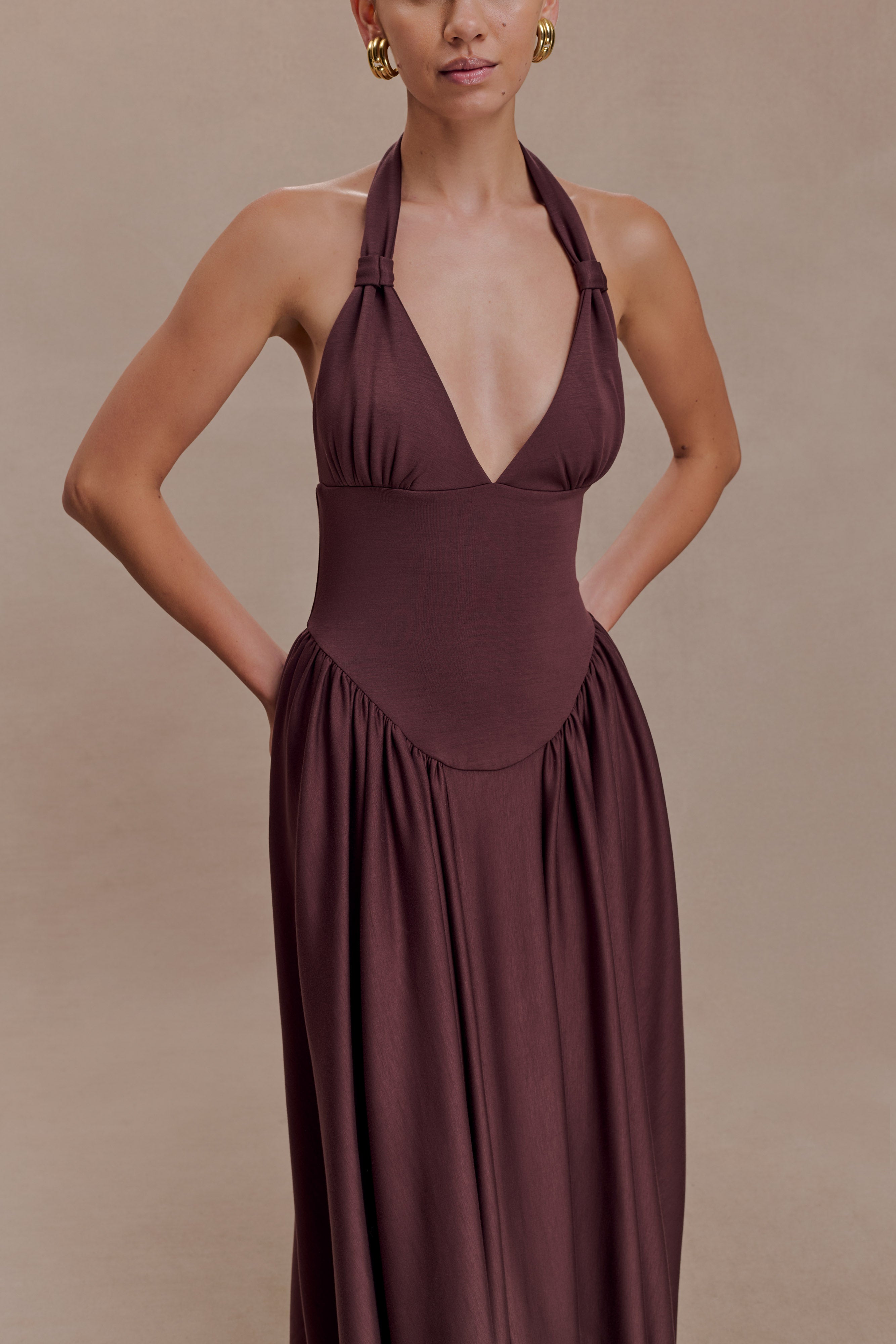 Angelina Scuba Halter Midi Dress