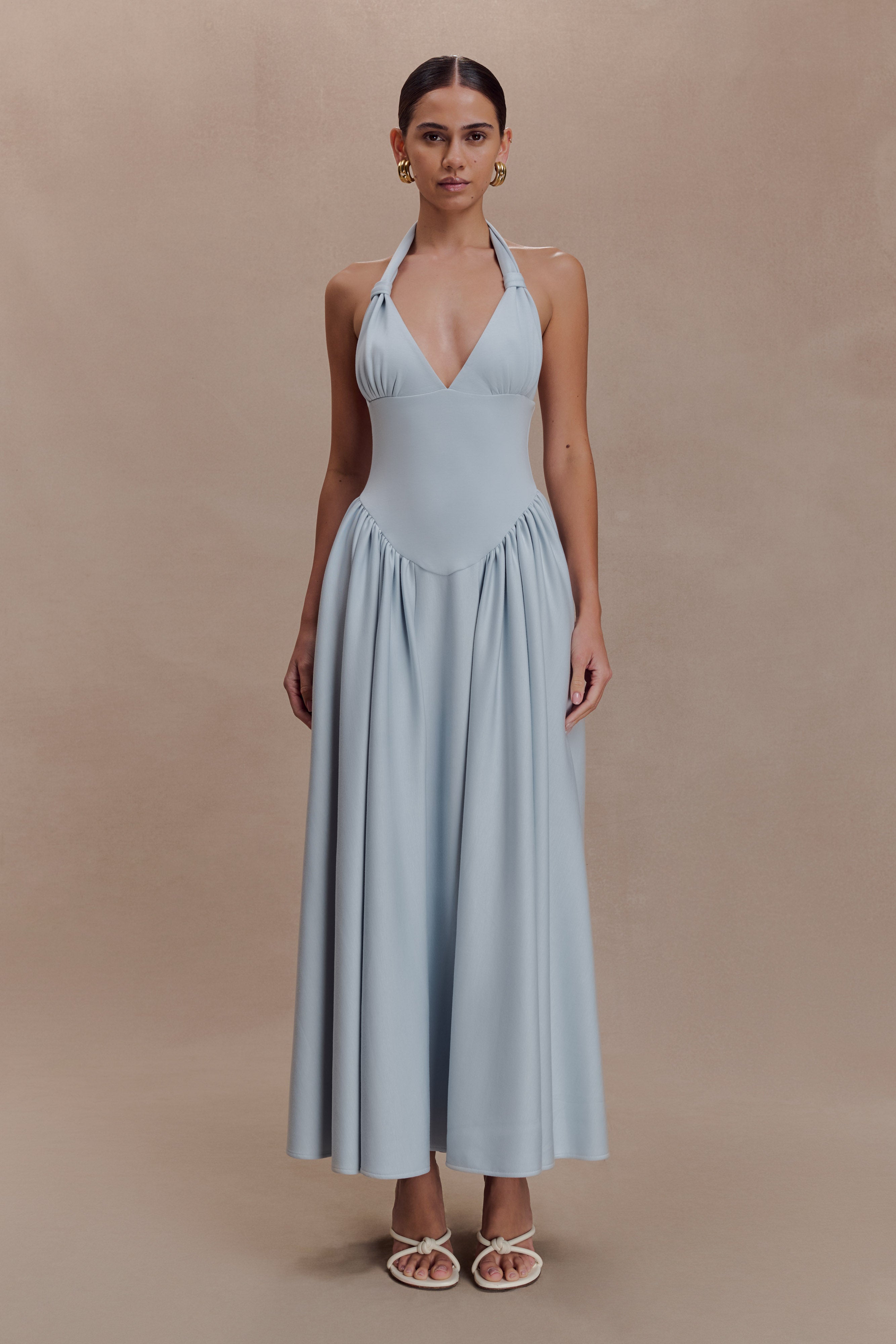 Angelina Scuba Halter Midi Dress